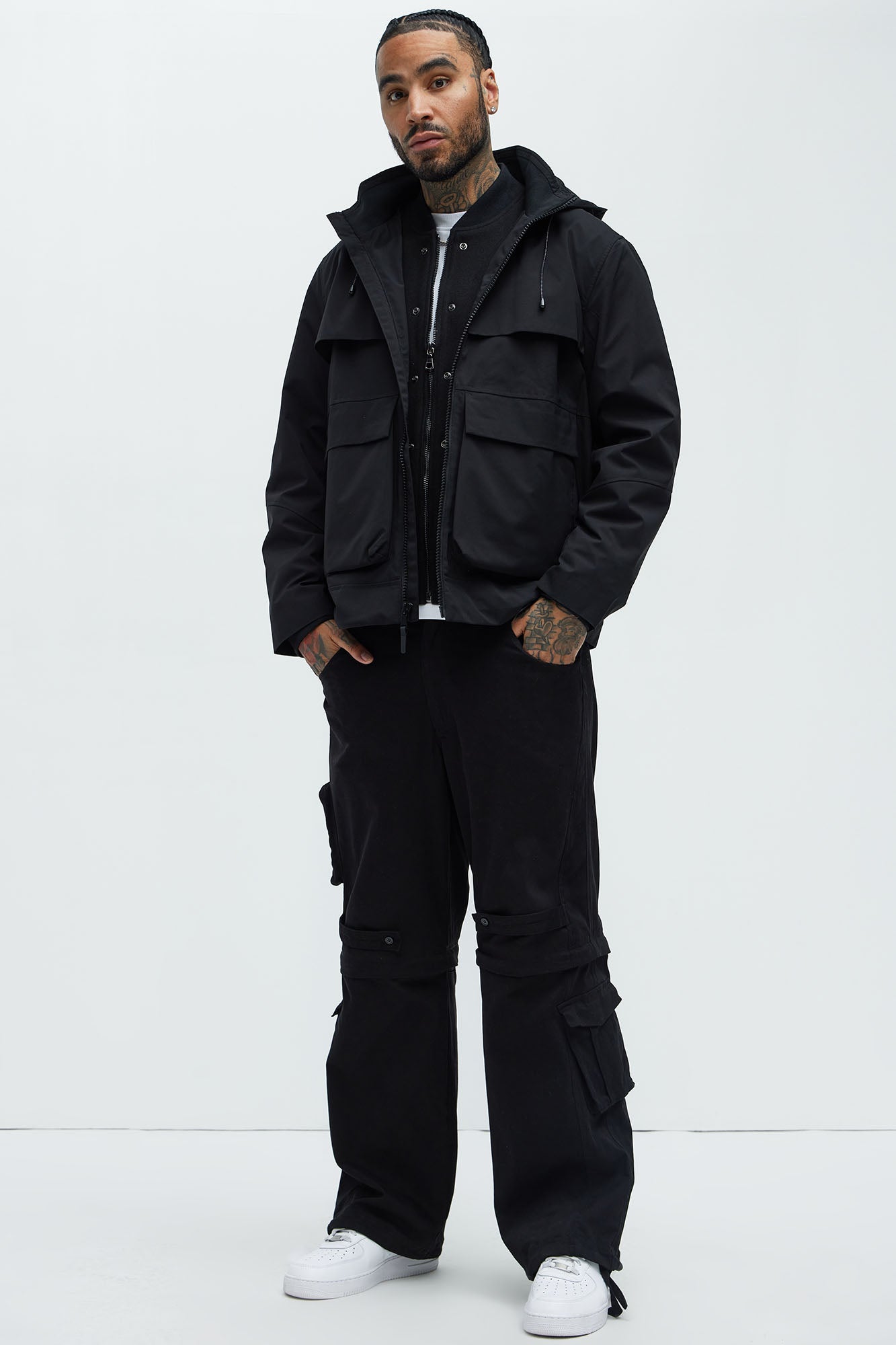Every Move Hooded Cargo Pocket Jacket - Black