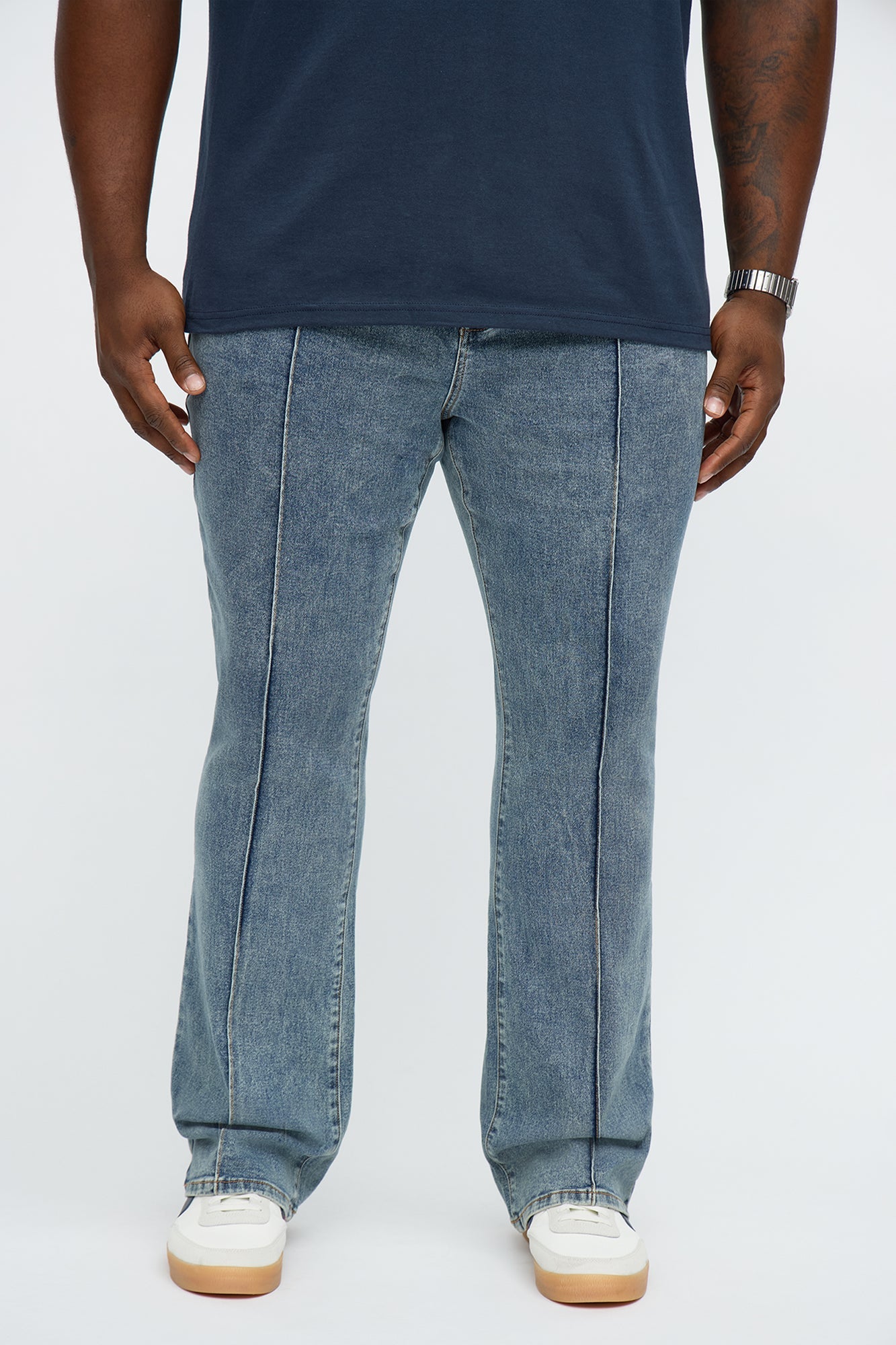 Stacked Skinny Flare Runaway Seam Jean - Medium Blue Wash