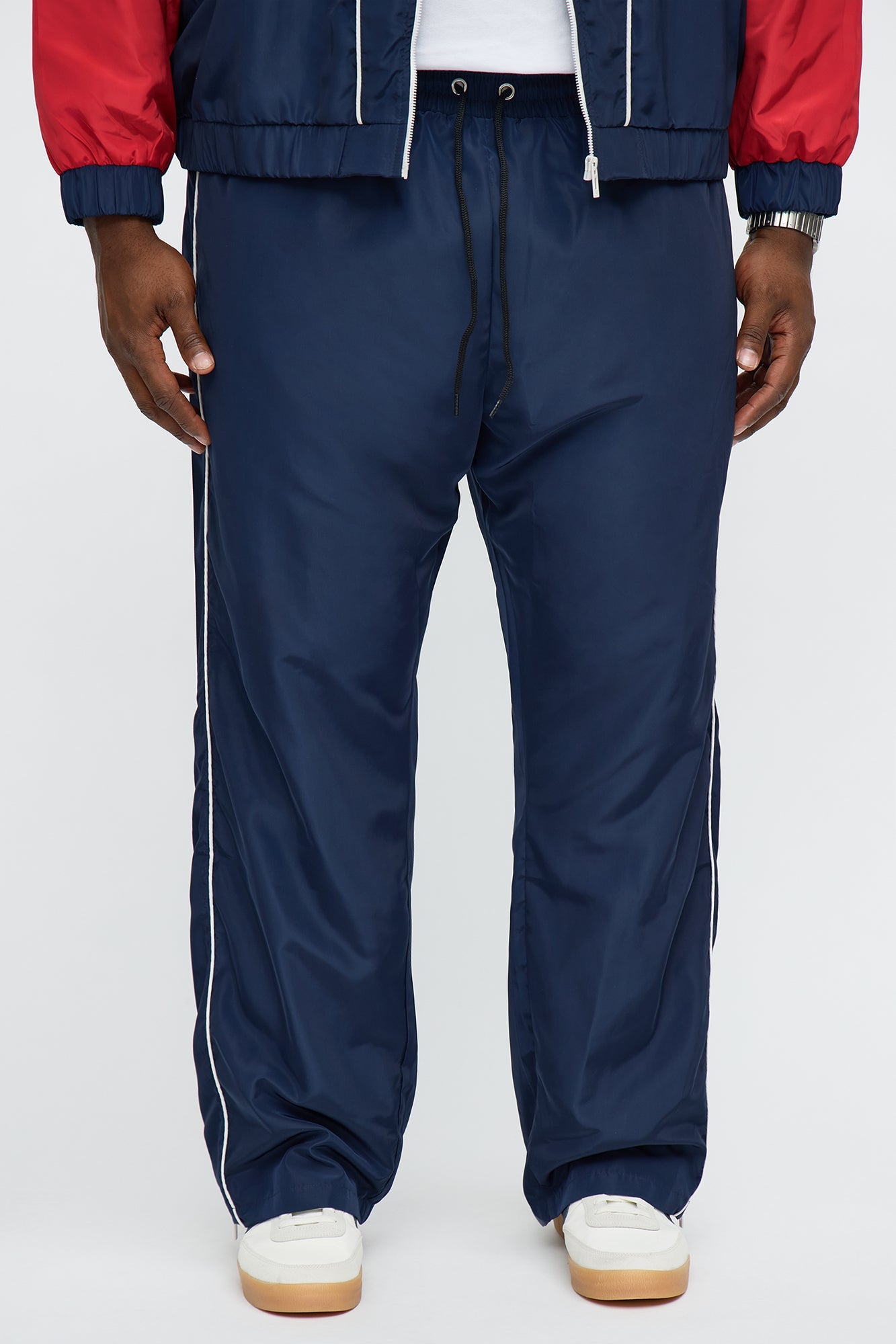 Straight Color Block Club Zipper Pant - Navy/combo