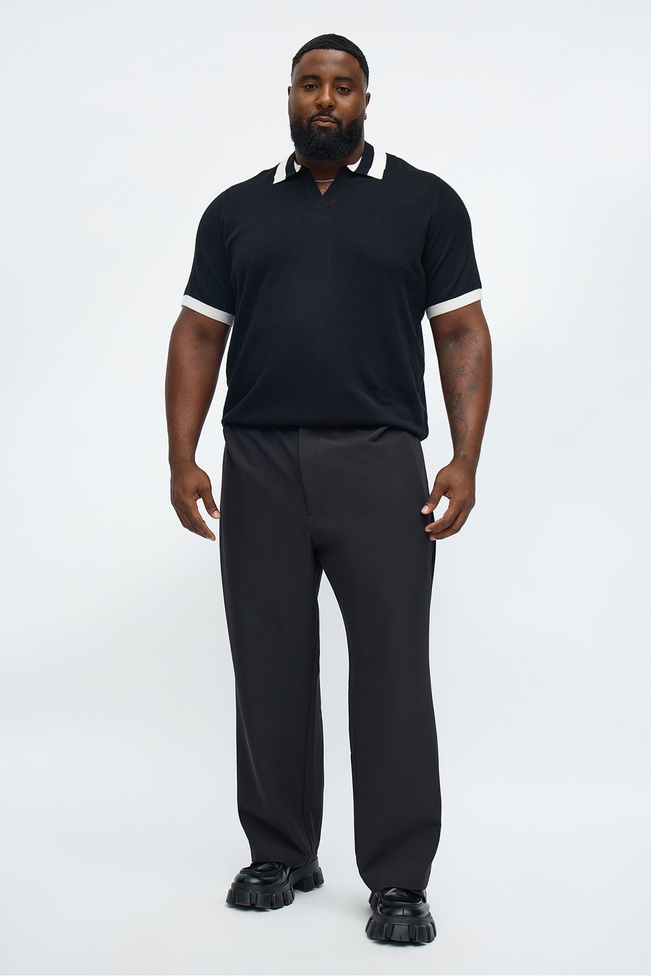 Capri In Fall Knitted Polo - Black/combo
