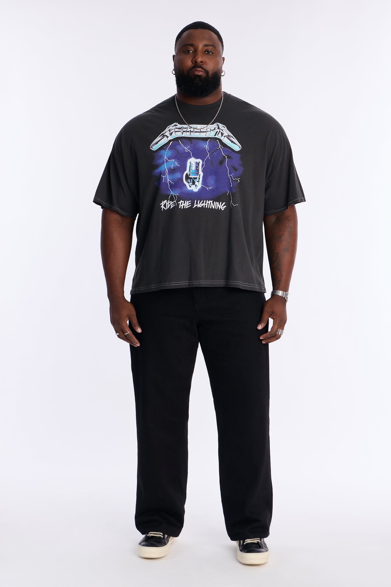 Metallica Ride The Lightning Boxy Short Sleeve Tee - Black