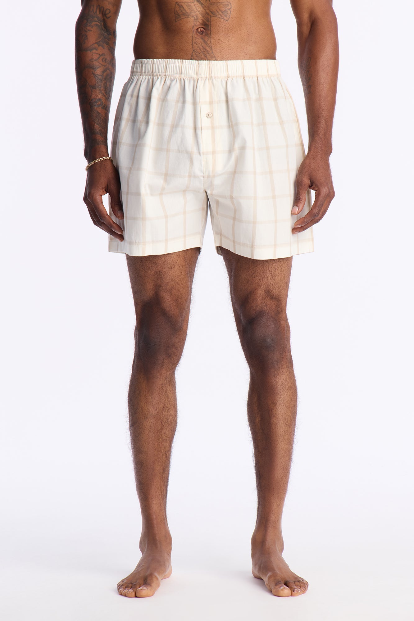 Subtle Plaid Cotton Boxer - Beige
