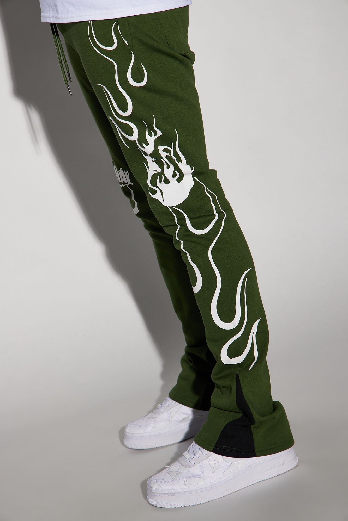 Eternal Flame Flared Sweatpants - Olive