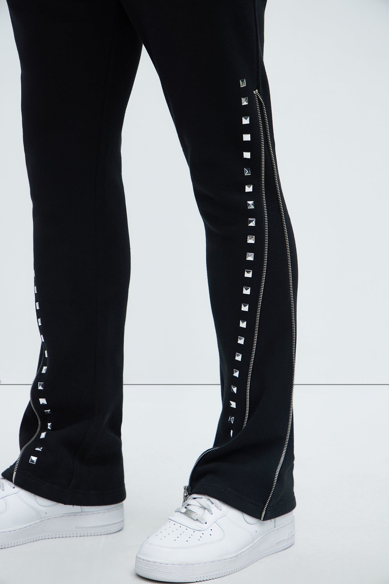 Tyson Sleaze Studded Skinny Flare Sweatpants - Black