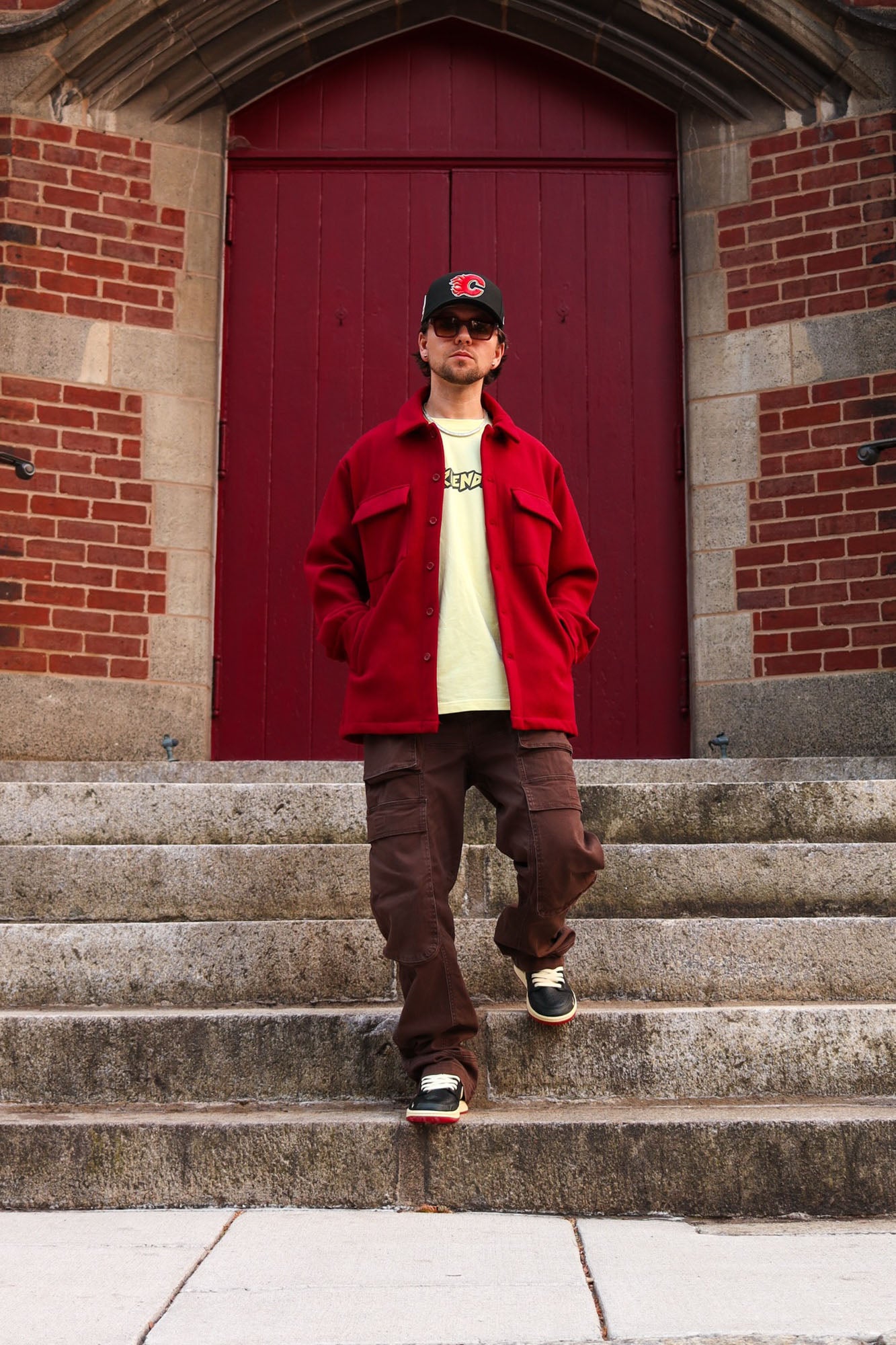 Ballou Pocket Button Up Shirt - Burgundy
