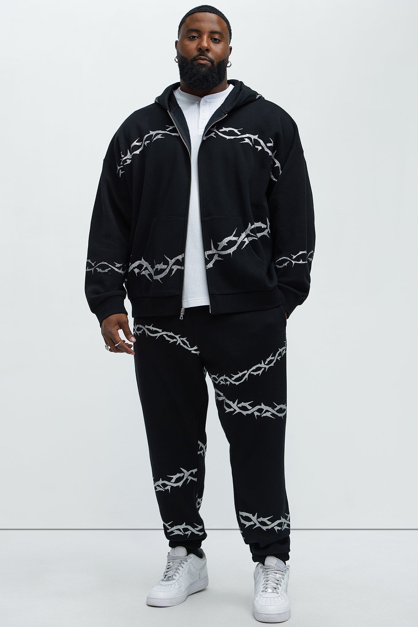 Tyson Barbed Wire Oversized Heavy Jogger - Black