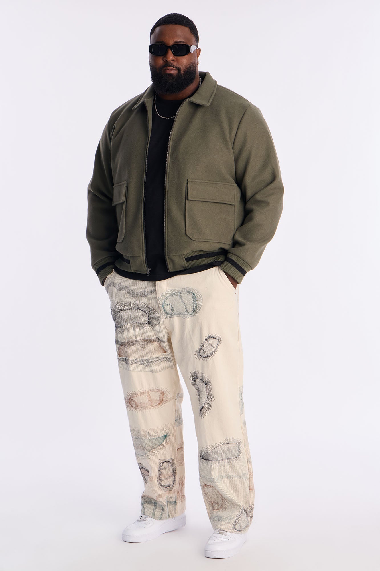 Century Repaired Baggy Jeans - Off White