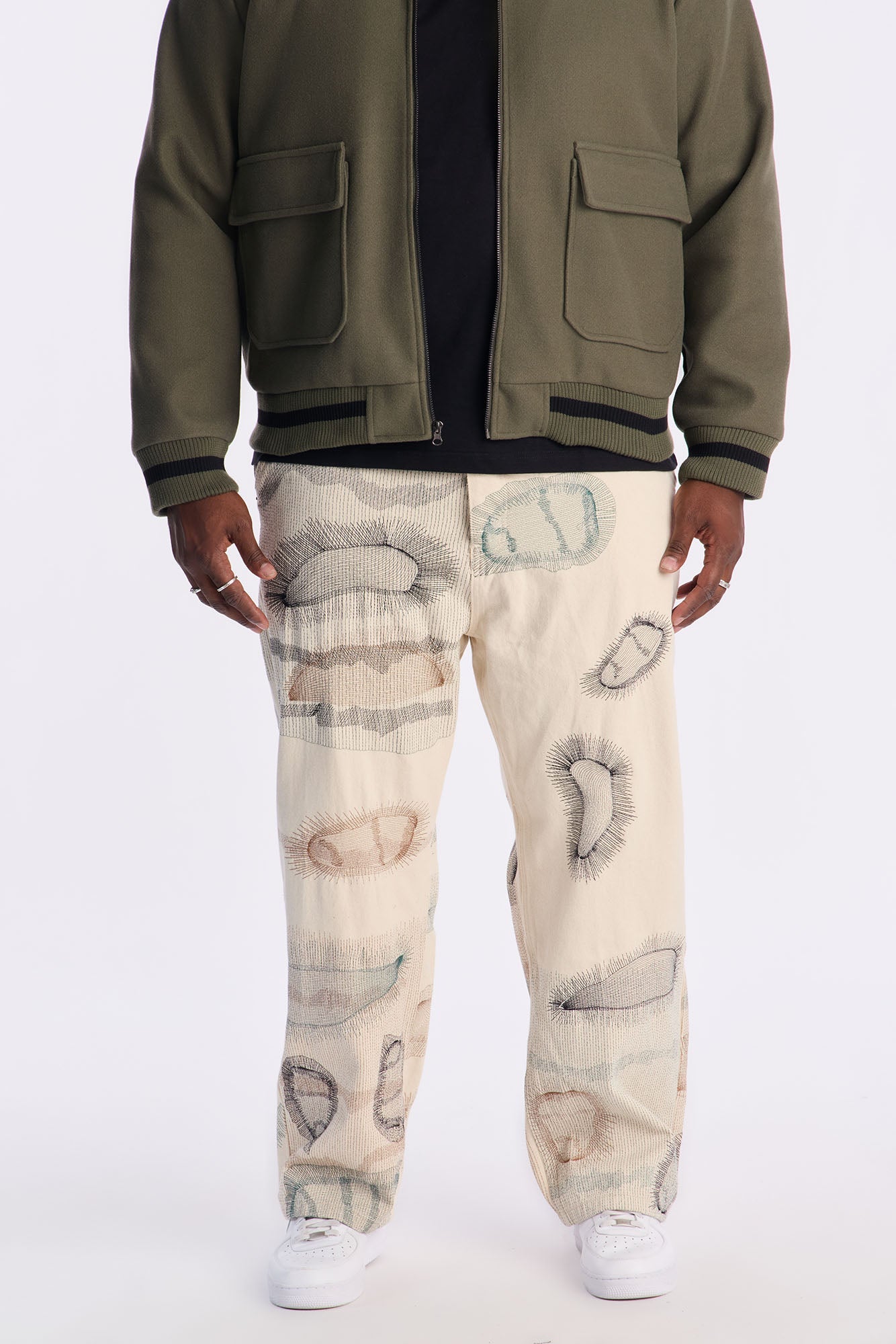 Century Repaired Baggy Jeans - Off White