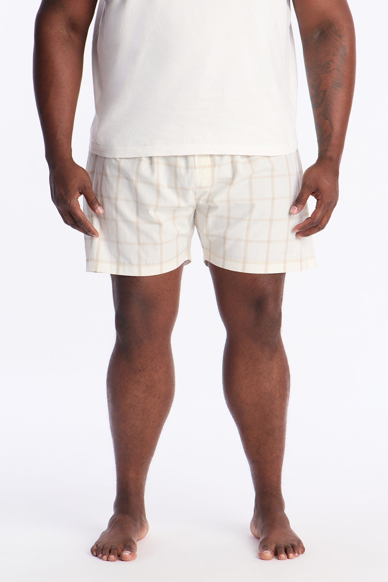 Subtle Plaid Cotton Boxer - Beige