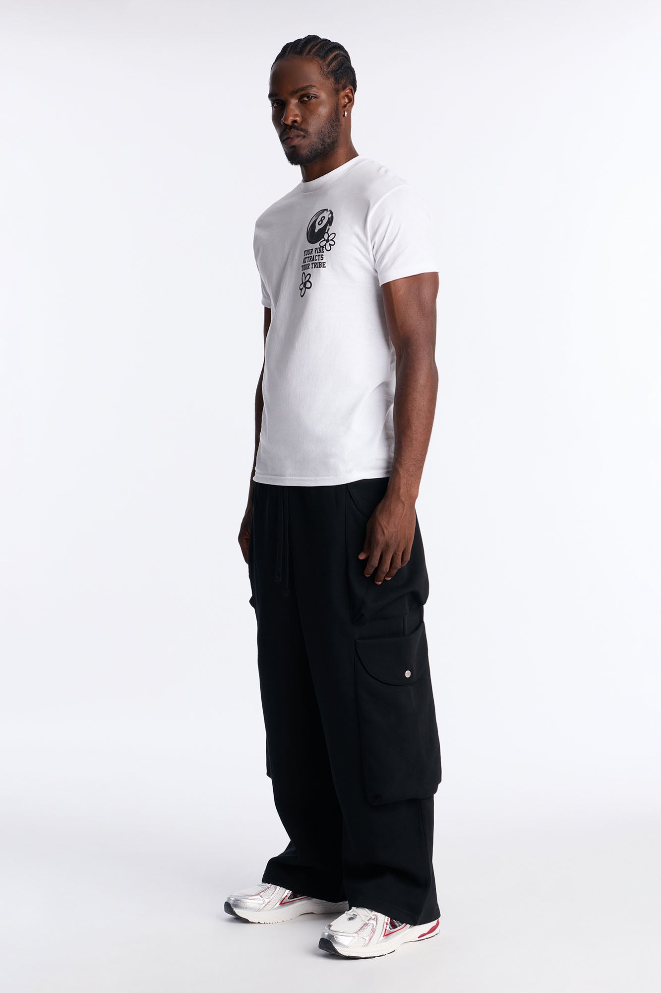 Eight Black Ball Short Sleeve Tee - White