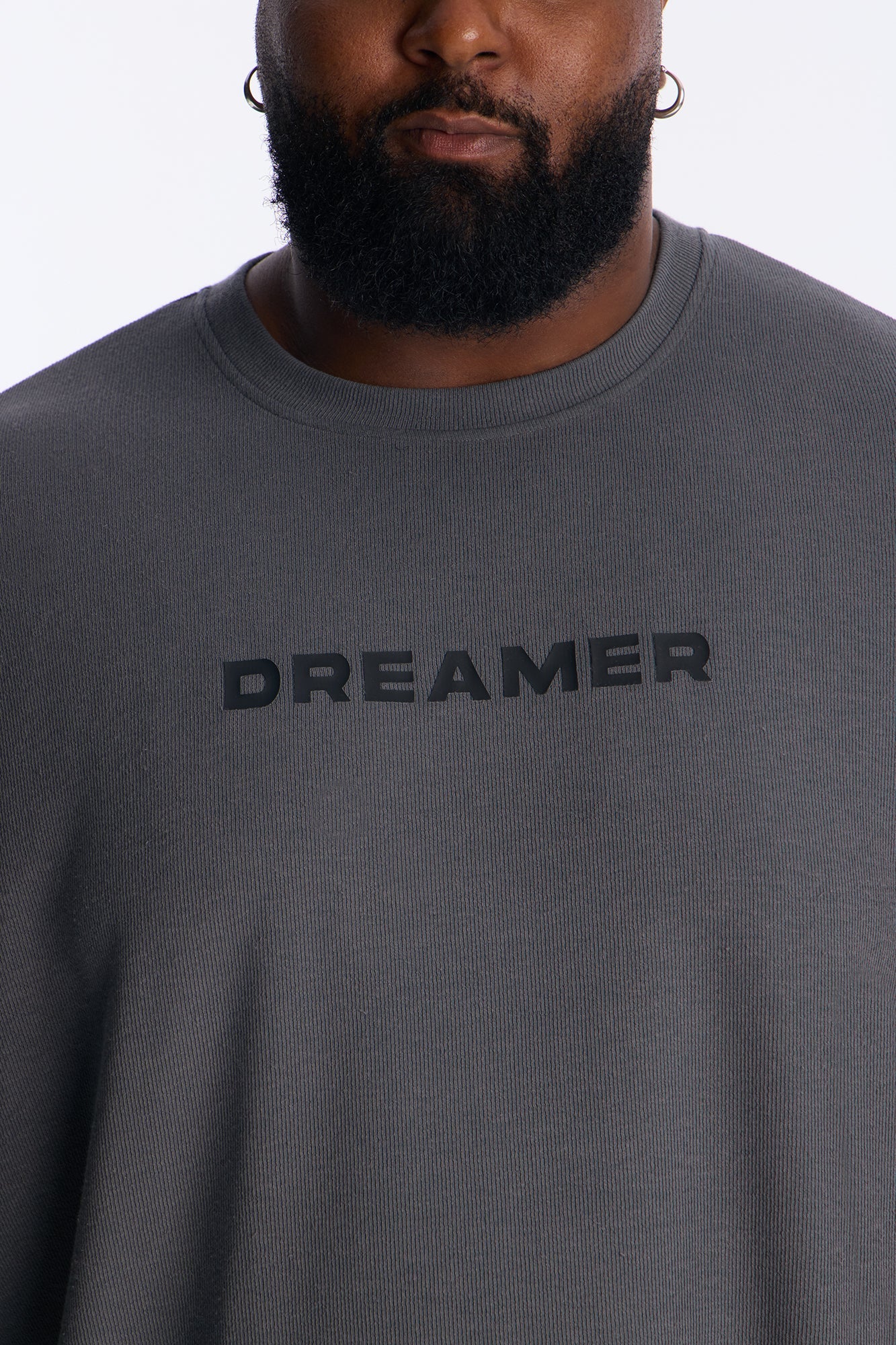 Relaxed Boxy Dreamer Knit Tee - Dark Grey