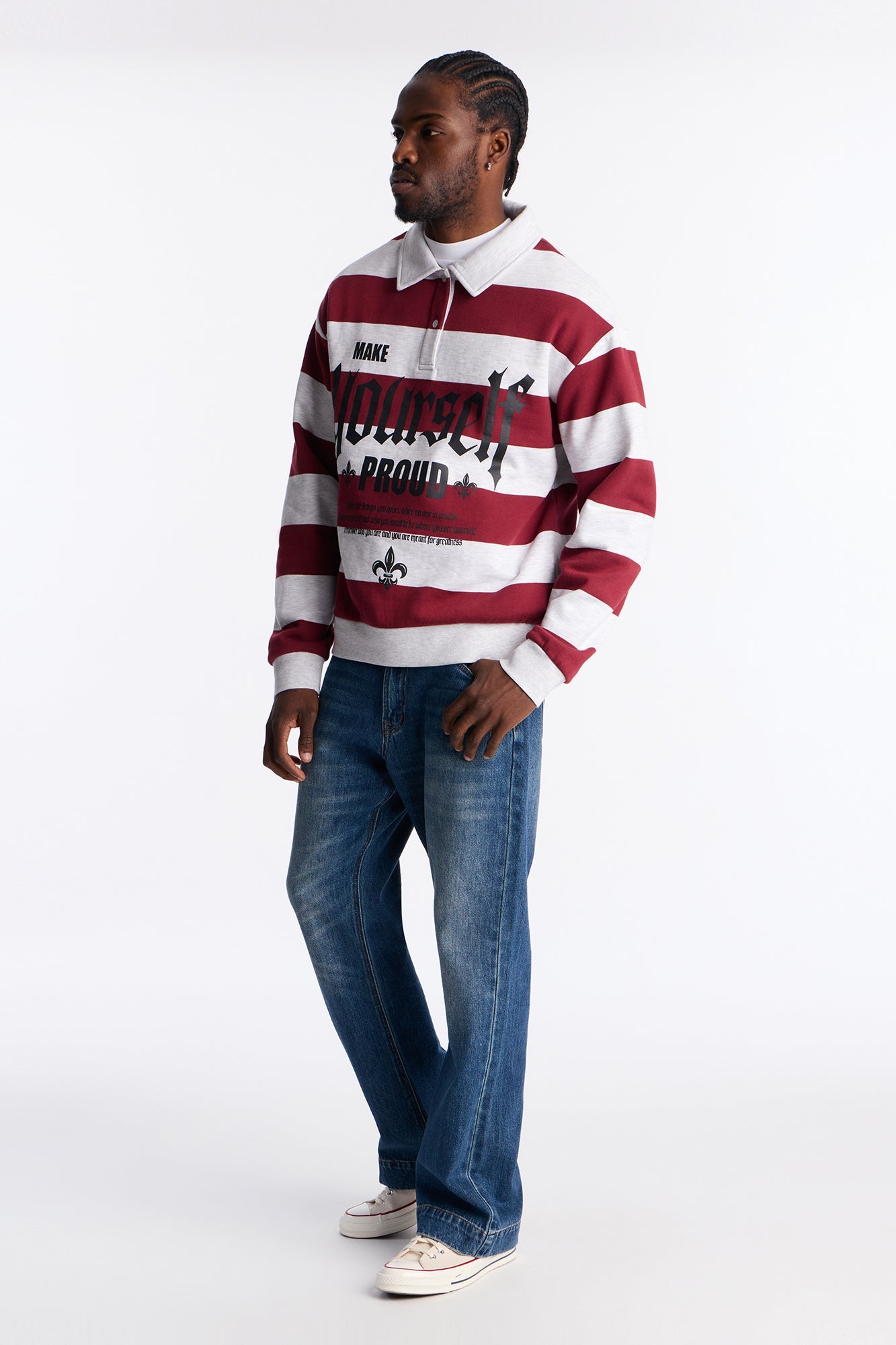 Make Yourself Proud Stripe Fleece Polo - Red