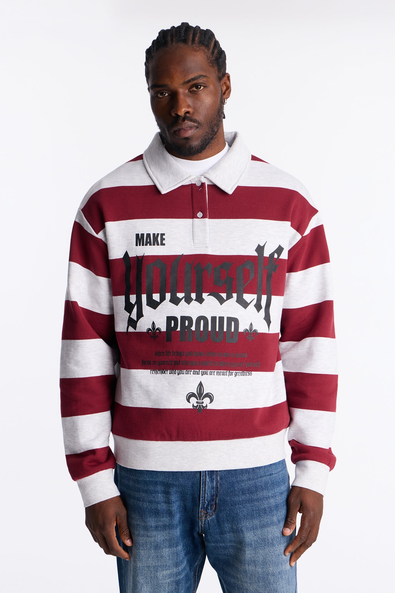 Make Yourself Proud Stripe Fleece Polo - Red