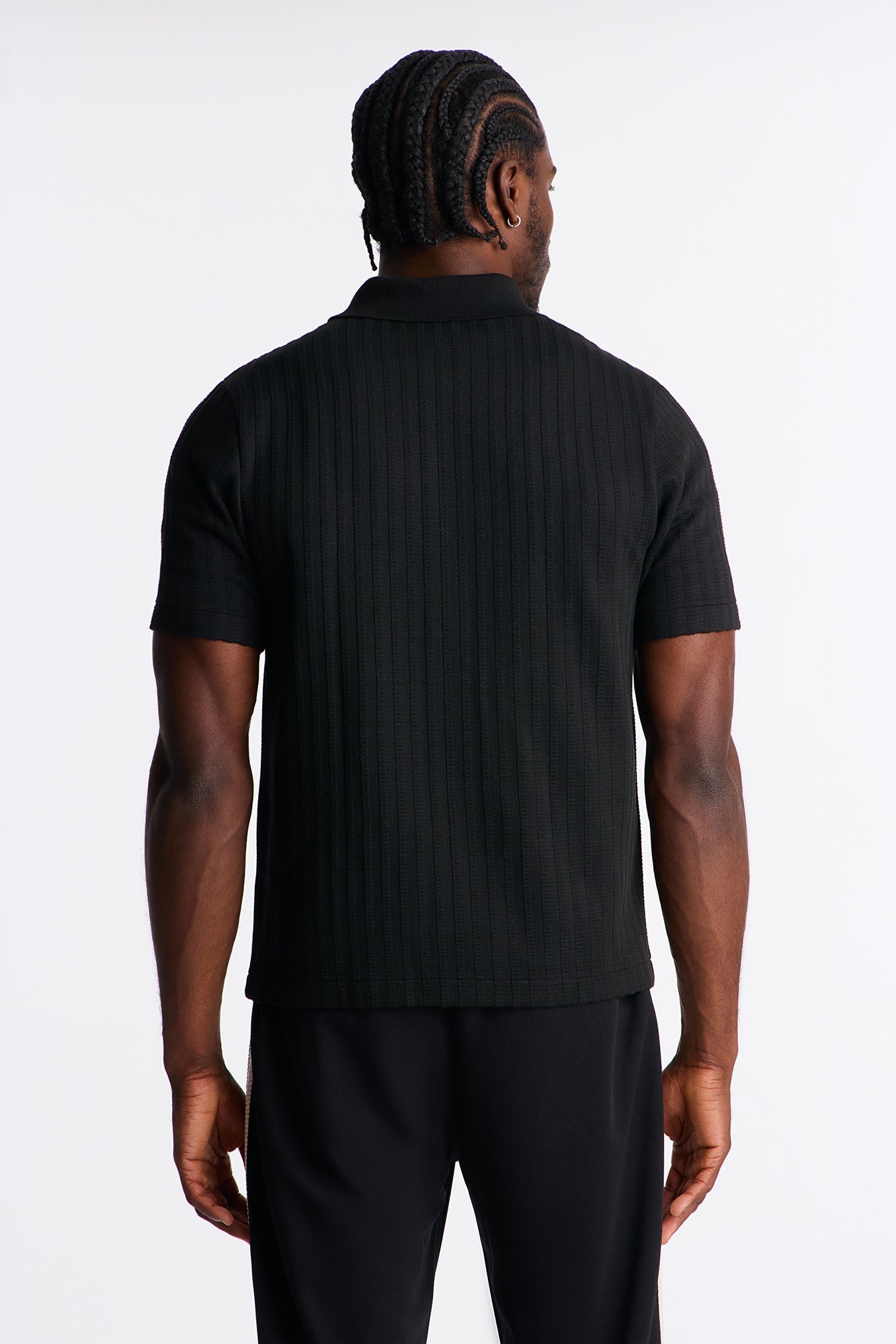 Shadow Button Striped Button Up - Black