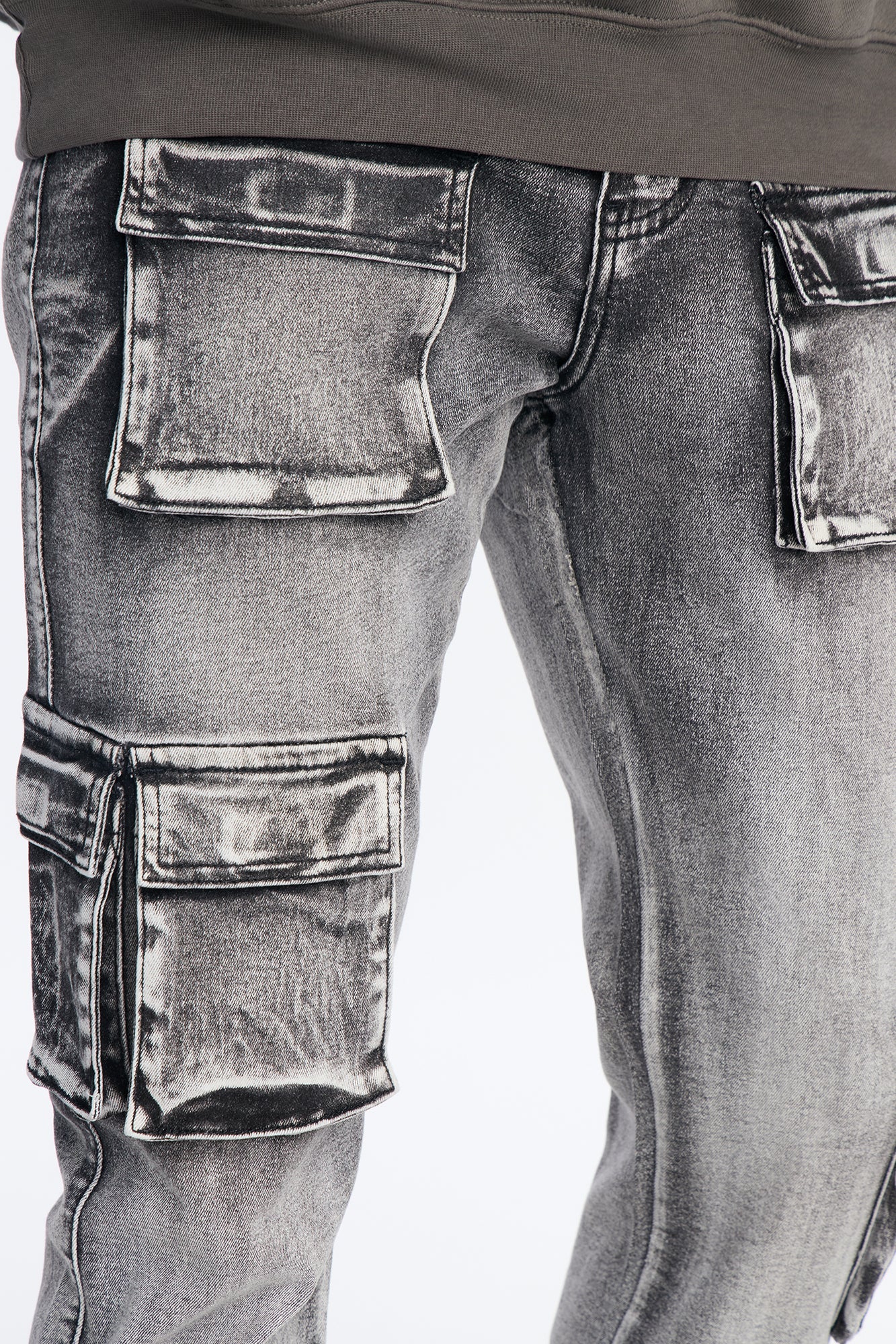Stacked Skinny Flare Out And About Cargo Jean - Black Wash
