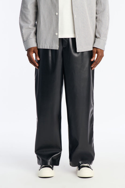 Wide Leg Faux Leather Apollo Pant - Black