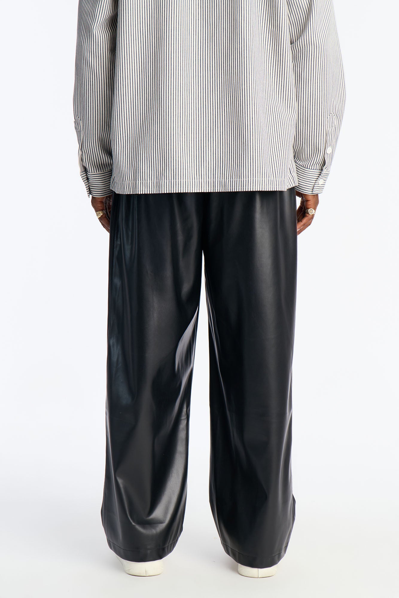 Wide Leg Faux Leather Apollo Pant - Black