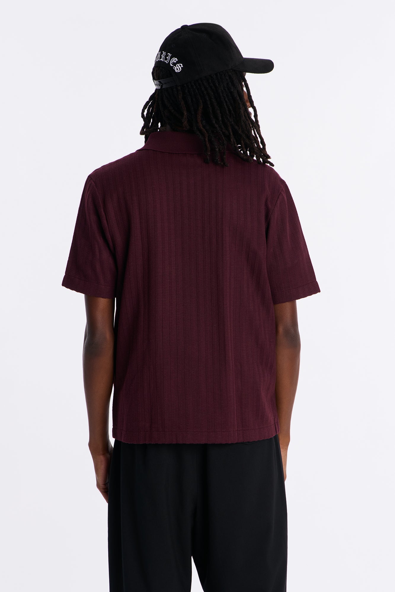 Shadow Button Striped Button Up - Burgundy