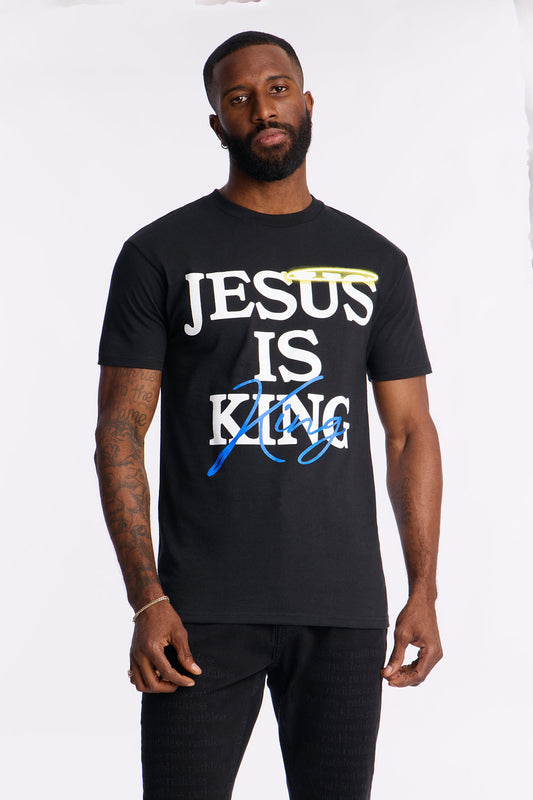 Jesus Is King Amen Short Sleeve Tee - Black