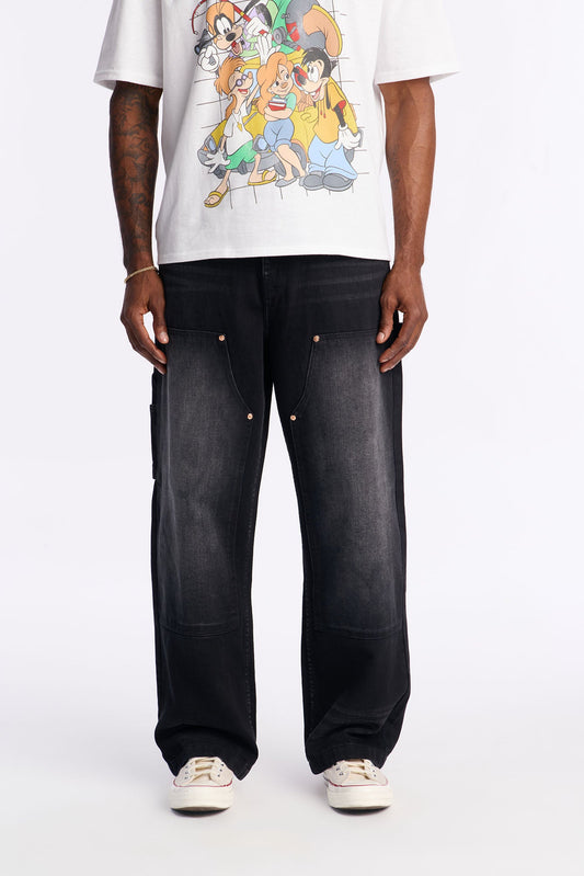 Baggy Double Knee Jean - Black Wash