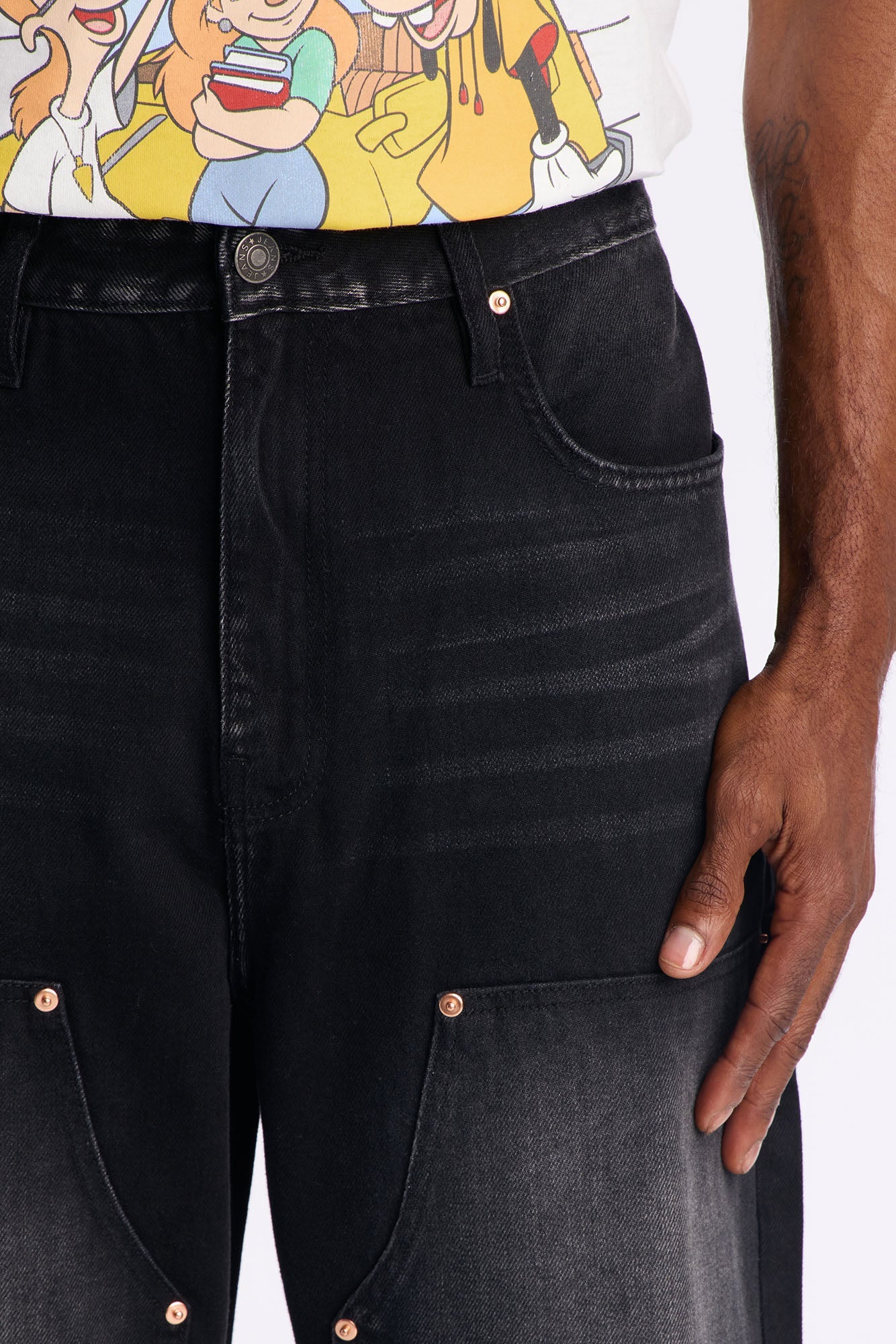 Baggy Double Knee Jean - Black Wash