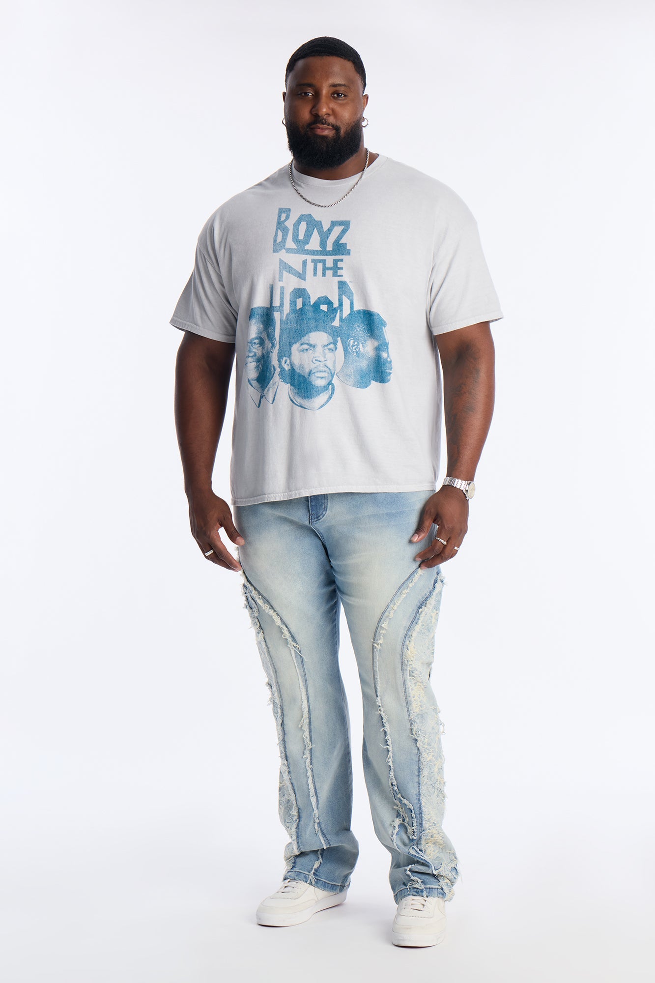 Boyz N The Hood Vintage Washed Short Sleeve Tee - White