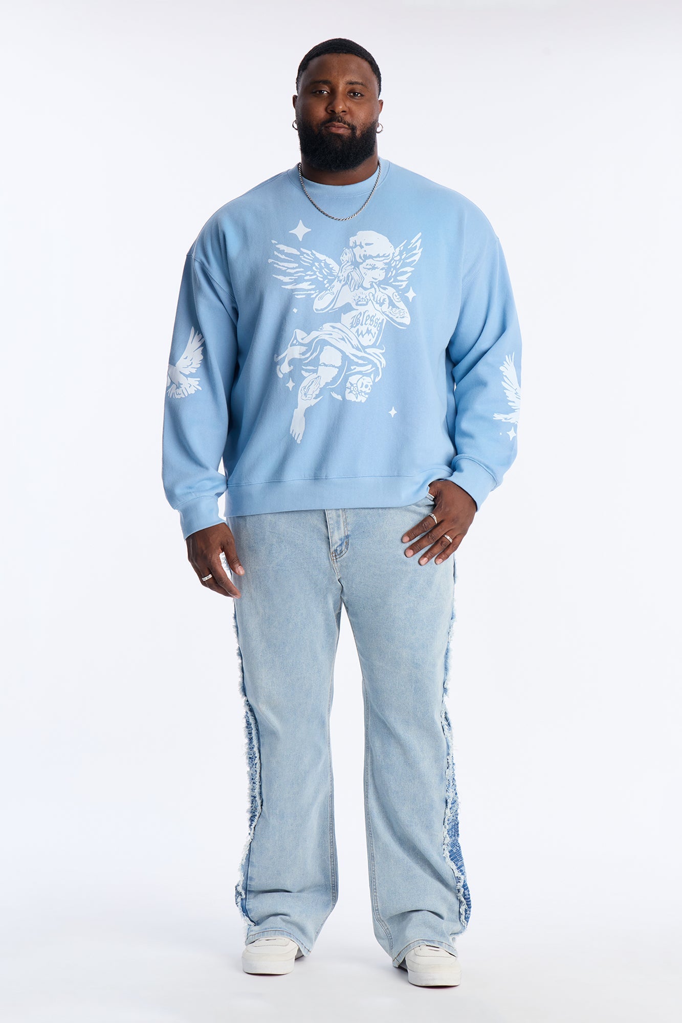 Heaven Sent Crew Neck Sweatshirt - Blue
