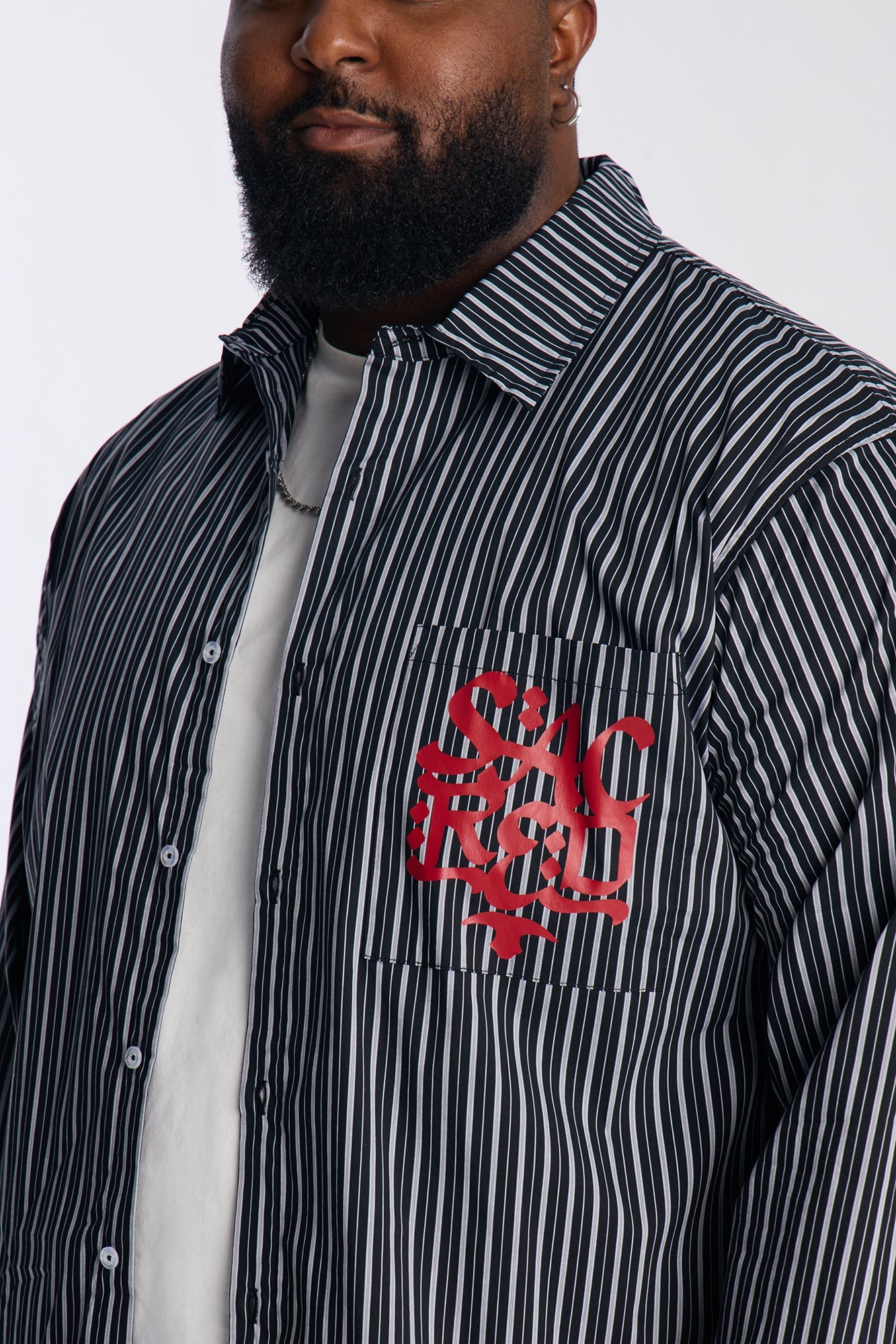 Santos Striped Button Up Shirt - Black/combo