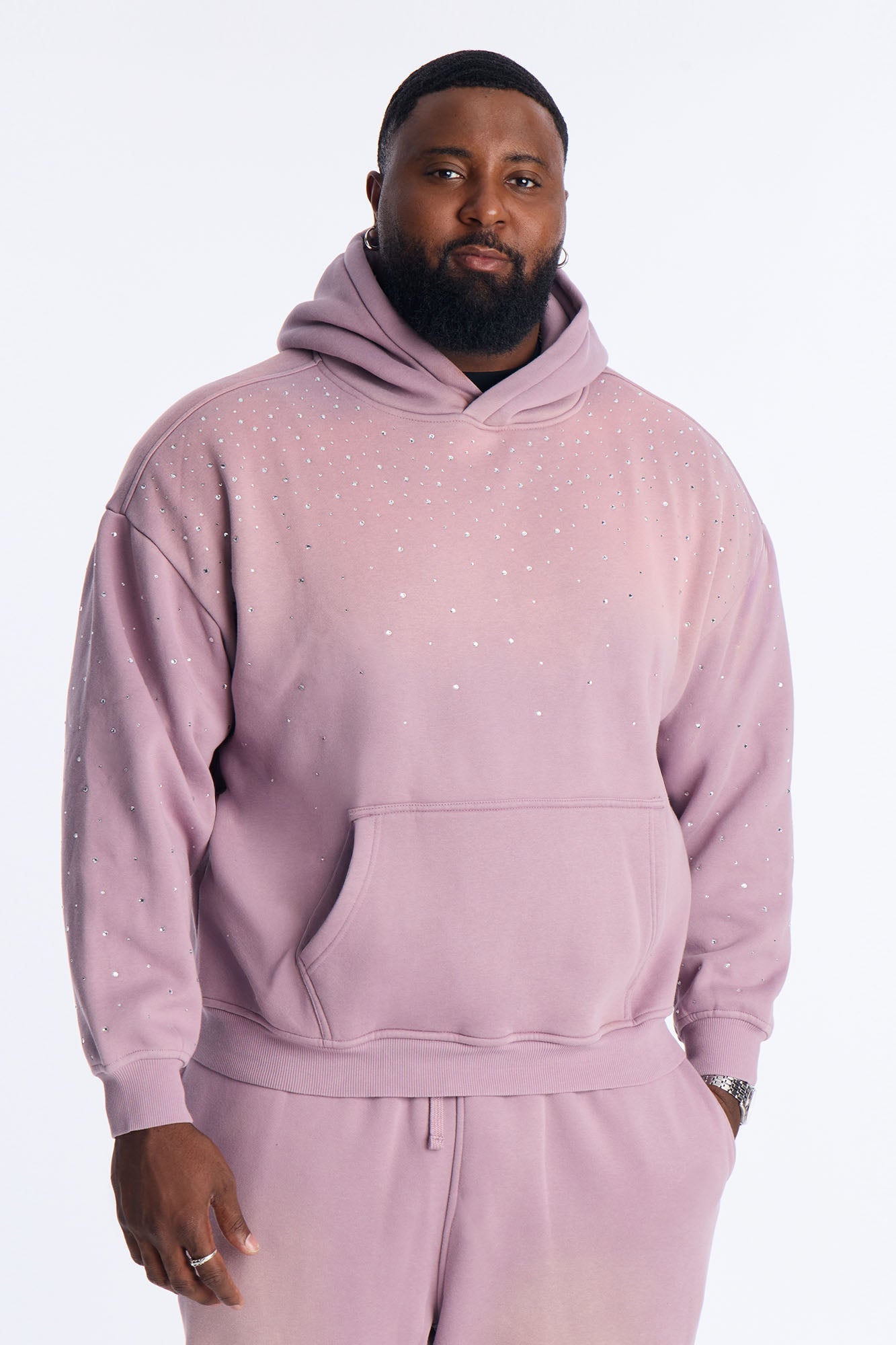 Run Them Rhinestones Oversized Hoodie - Pink