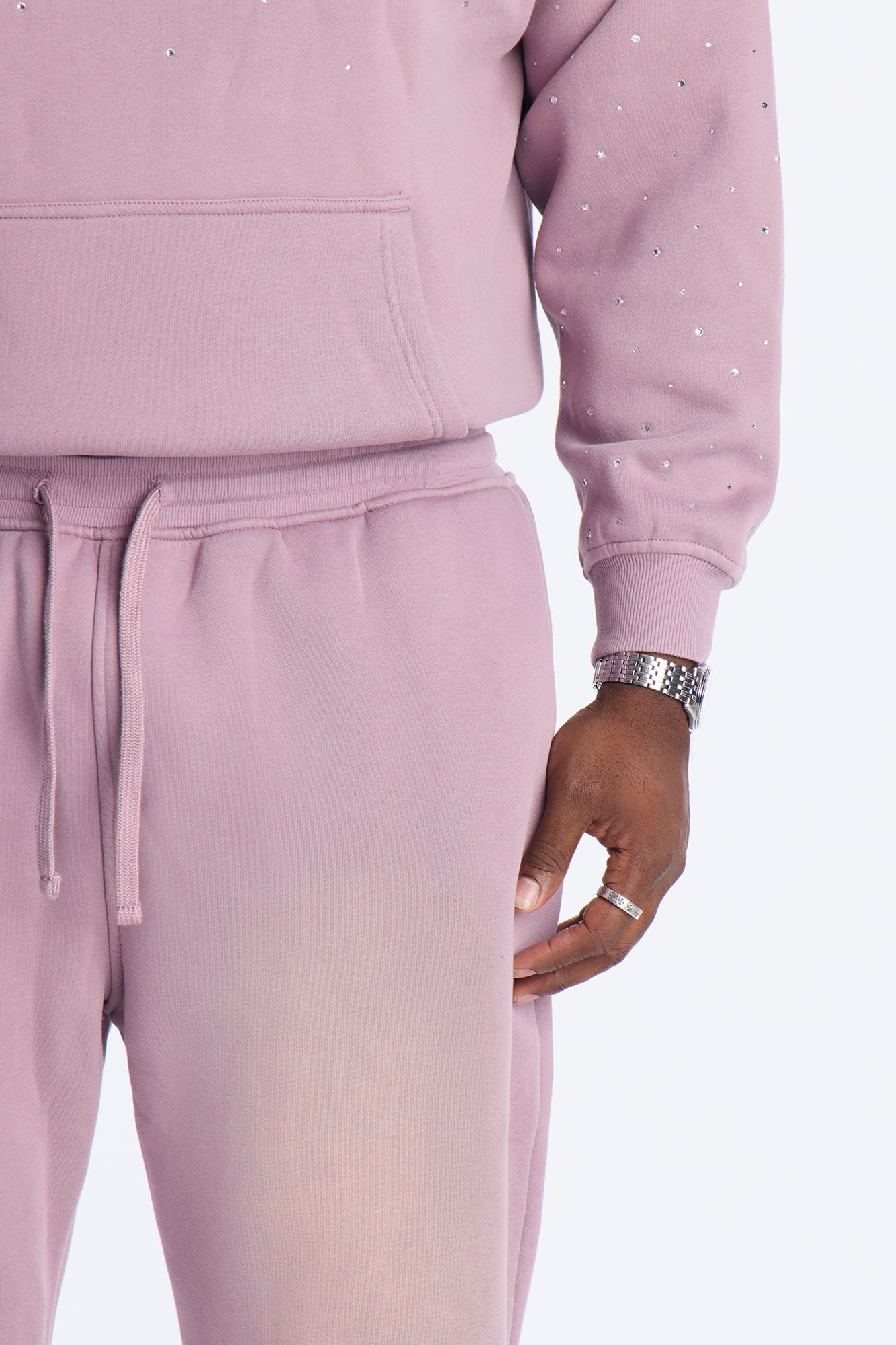 Run Them Rhinestones Relaxed Sweatpants - Pink
