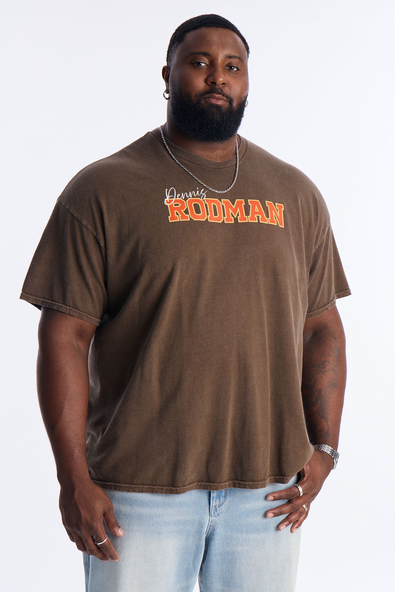 Dennis Rodman The Worm Vintage Washed Short Sleeve Tee - Chocolate