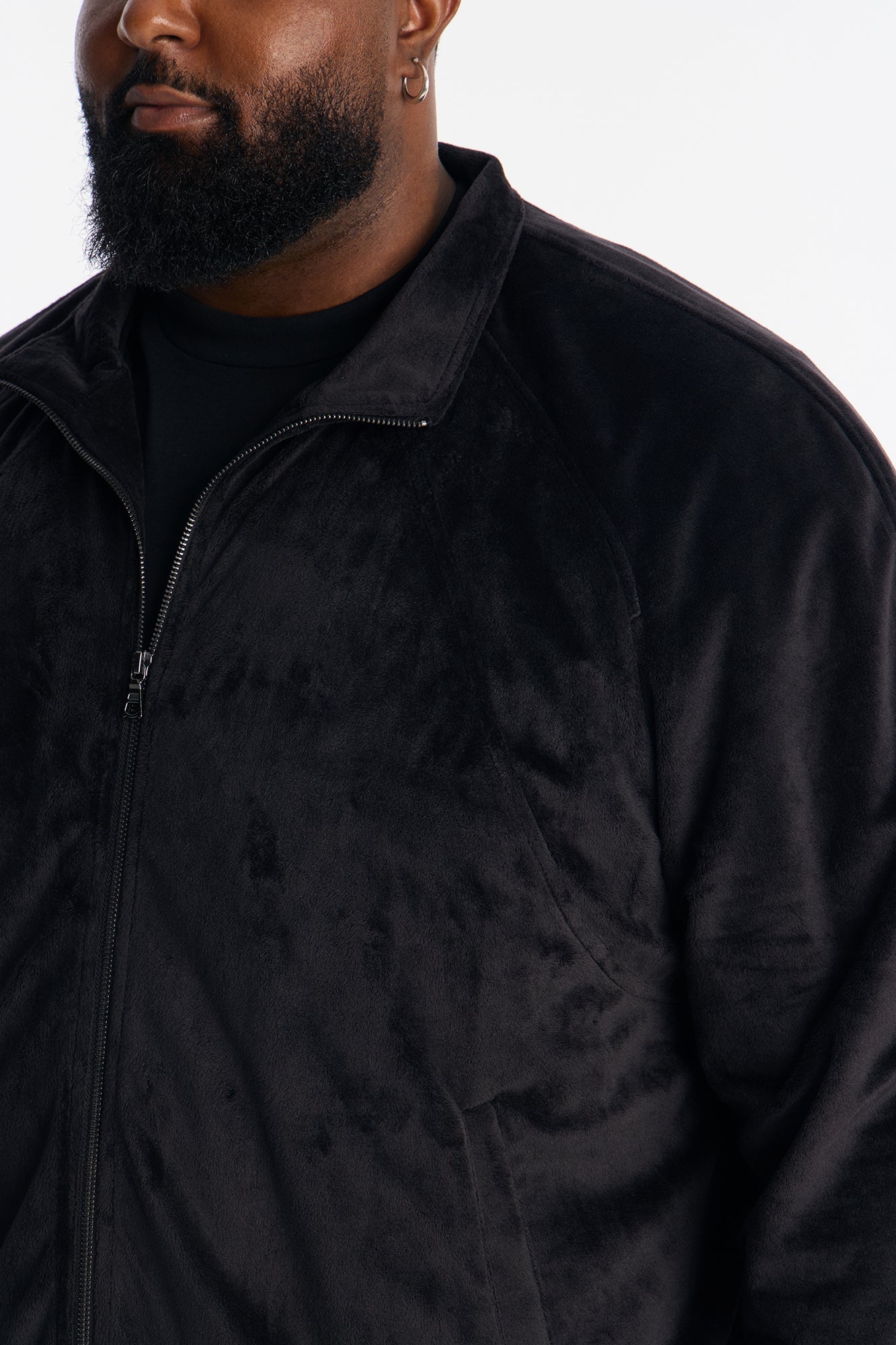 Velour Set It Up Track Jacket - Black