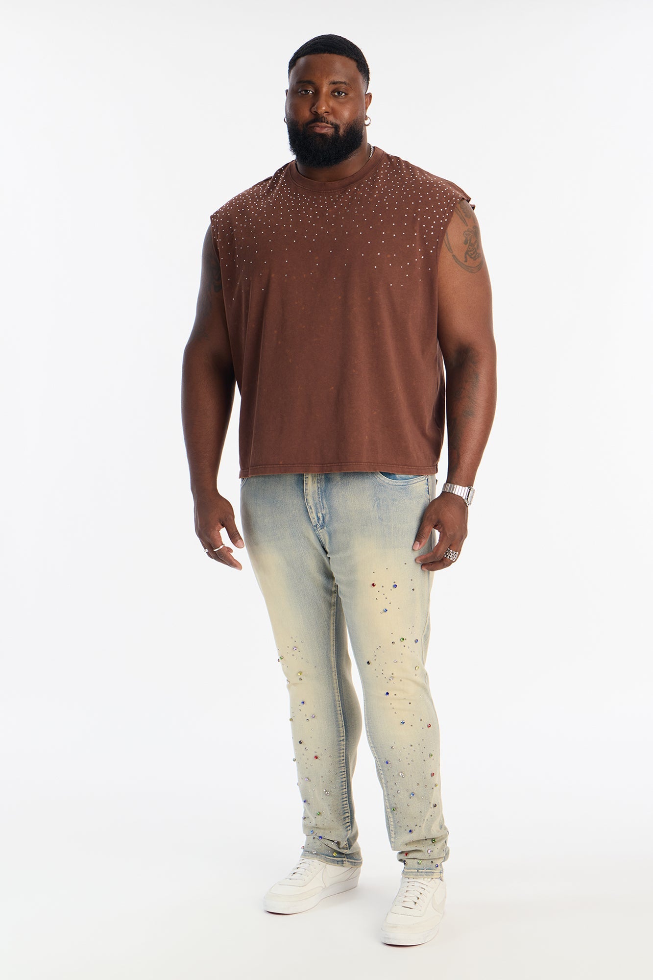 Stacked Skinny One Infinity Jeweled Jean - Light Wash