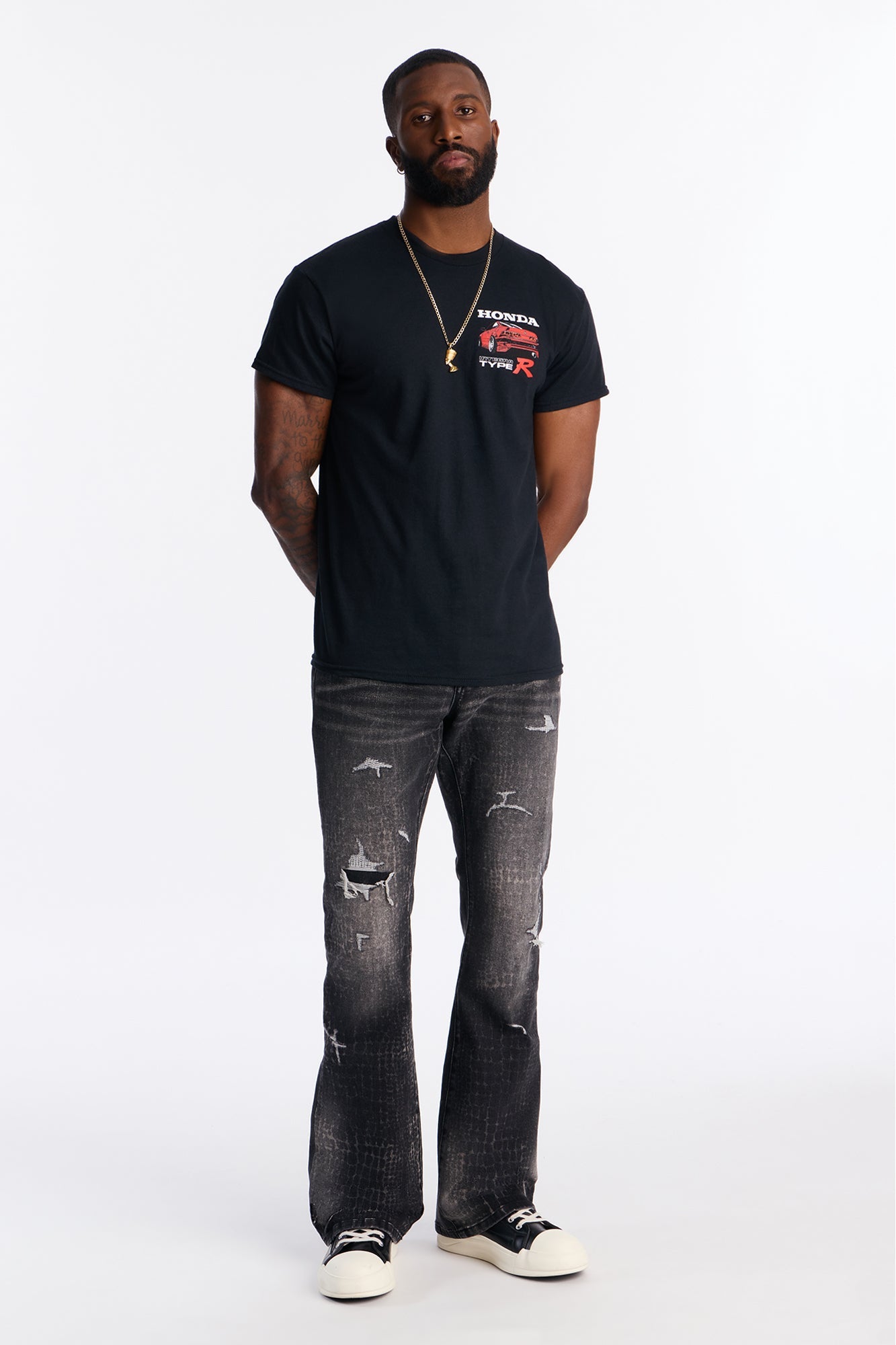 Stacked Skinny Flare Bleach Croc Jean - Black Wash