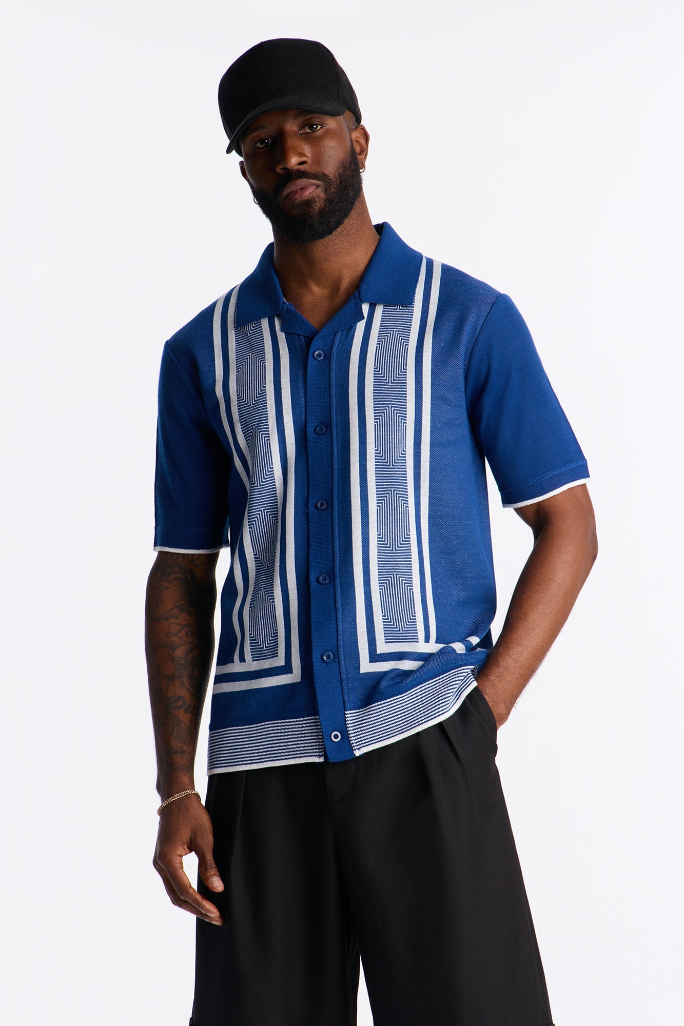 Casa Stripe Button Up - Blue/combo