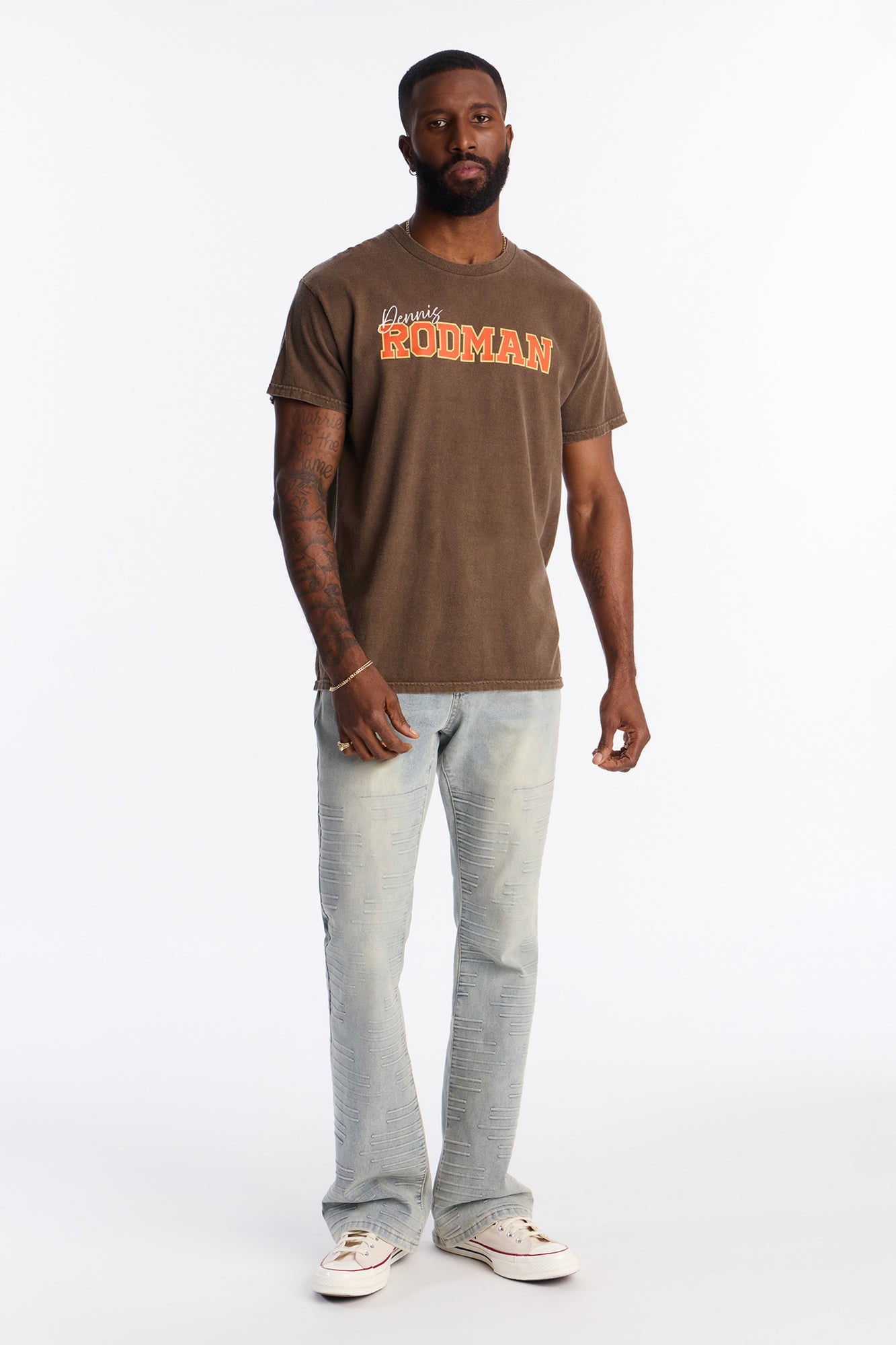 Dennis Rodman The Worm Vintage Washed Short Sleeve Tee - Chocolate
