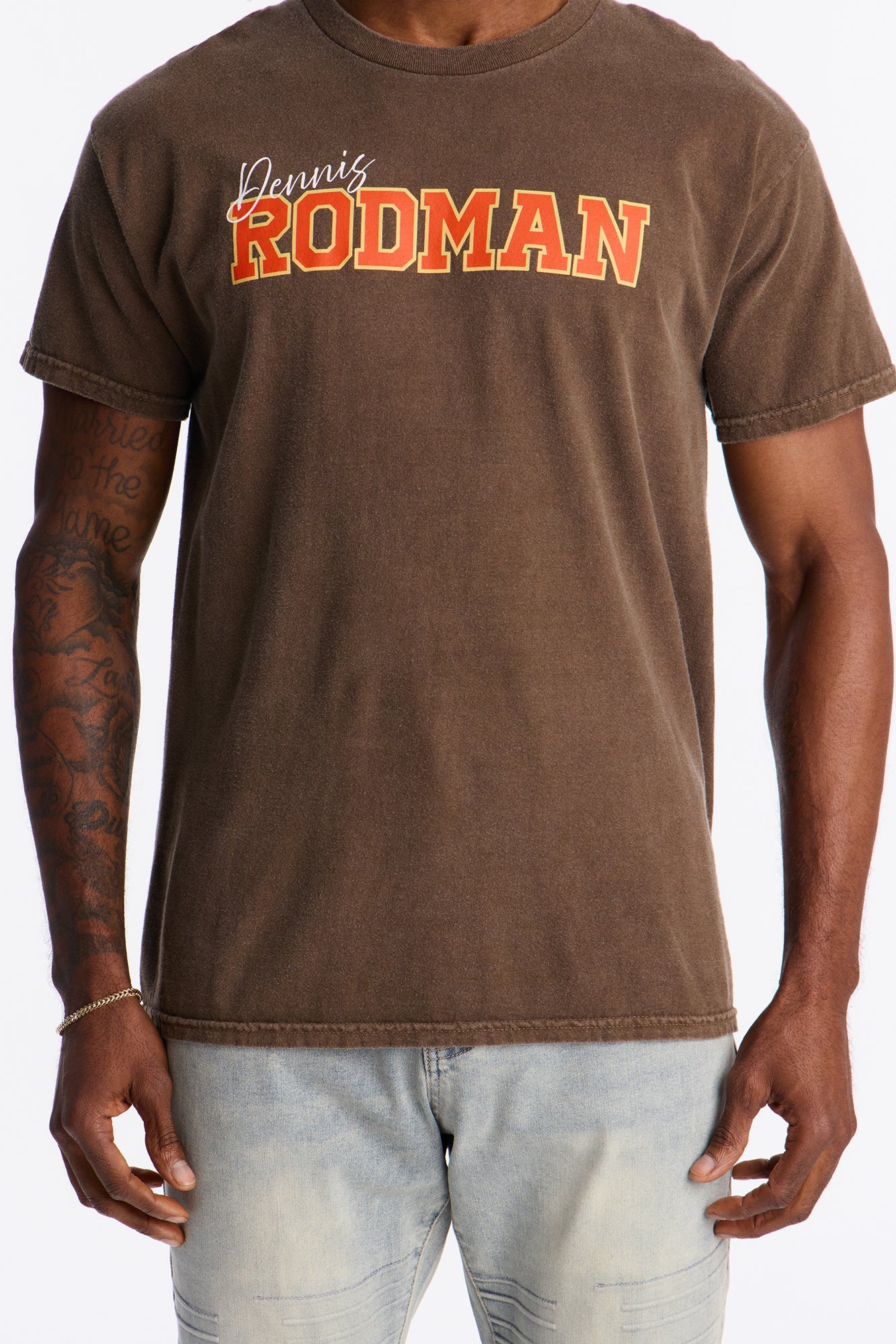 Dennis Rodman The Worm Vintage Washed Short Sleeve Tee - Chocolate