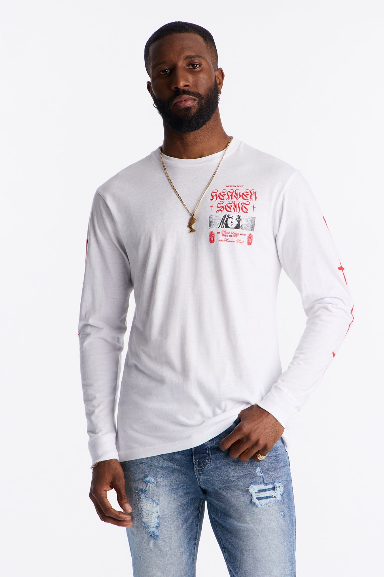 Heaven Sent Crusade Long Sleeve Tee - White
