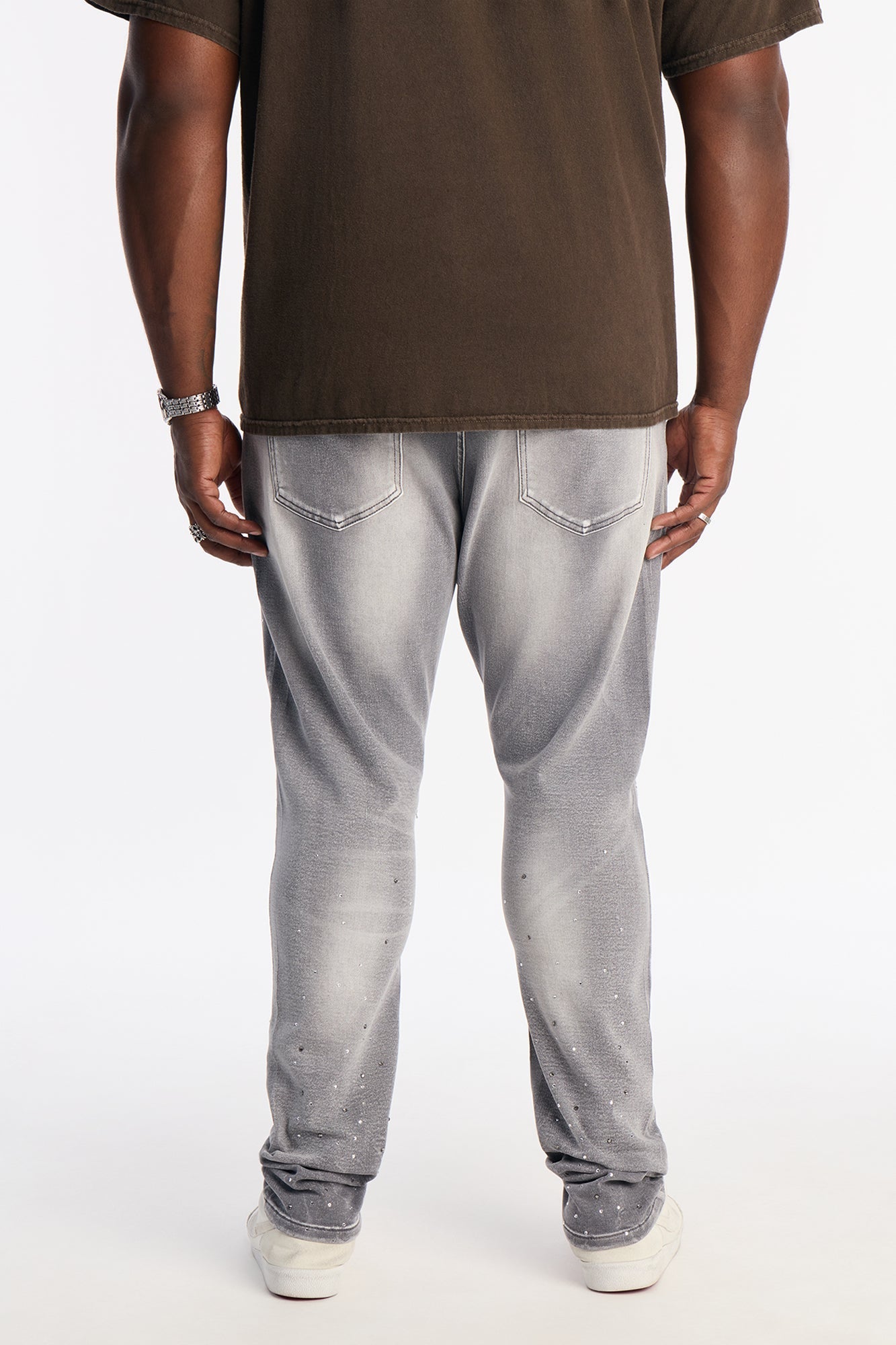 Stacked Skinny Froster Drip Jean - Grey