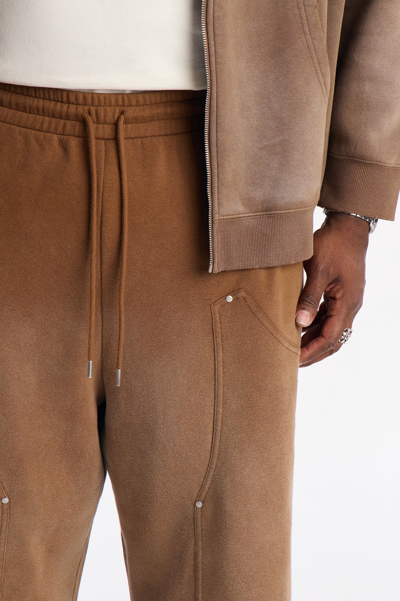 Wide Leg Carpenter Sweatpants - Brown