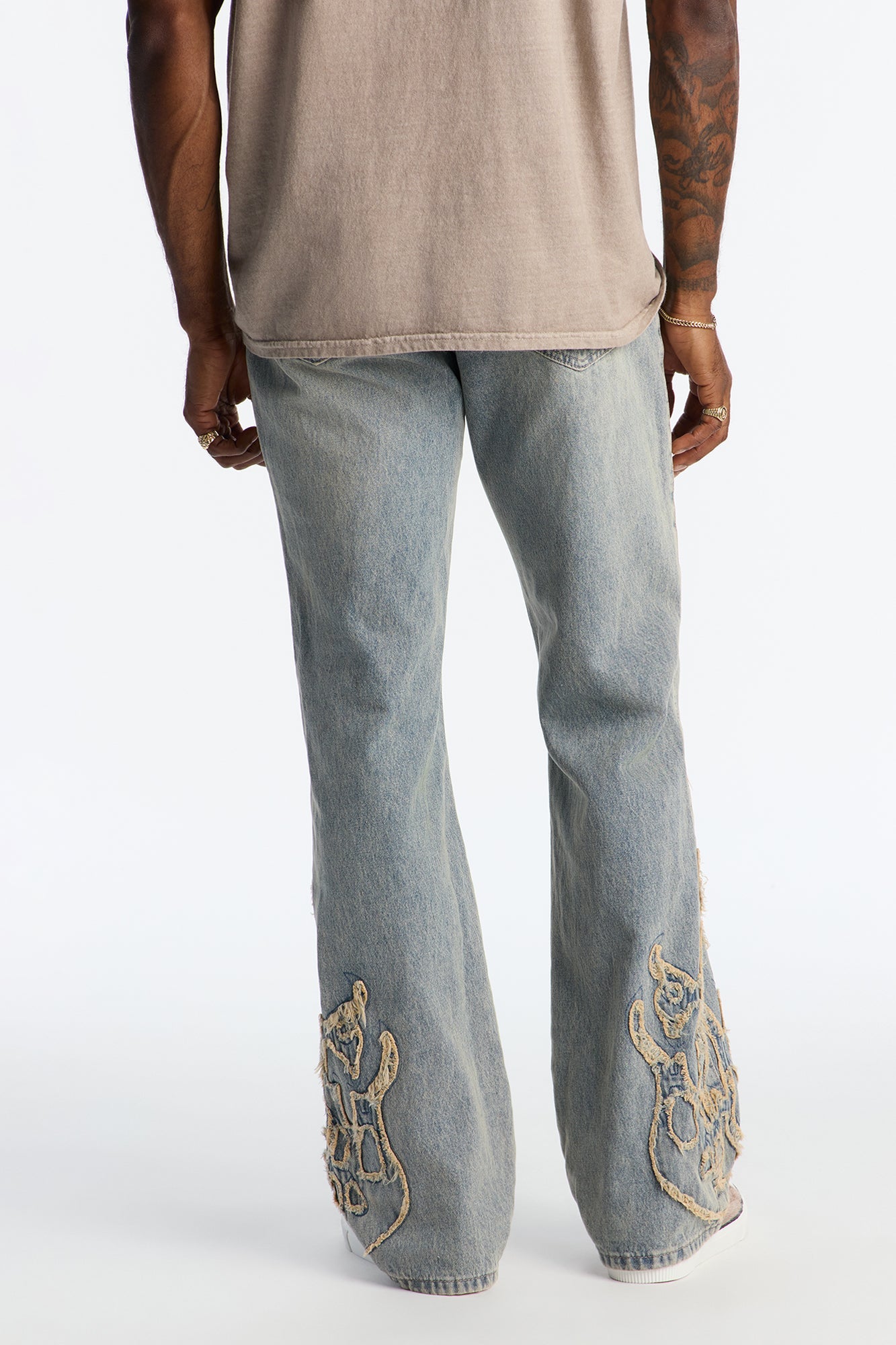 Stacked Slim Flare Heat Fray Jean - Light Wash