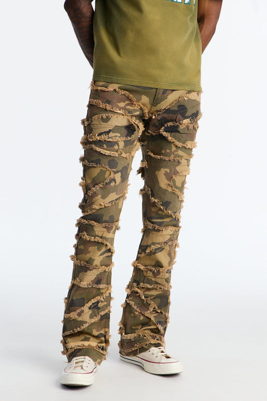 Stacked Skinny Flare In It Camo Pants - Camouflage