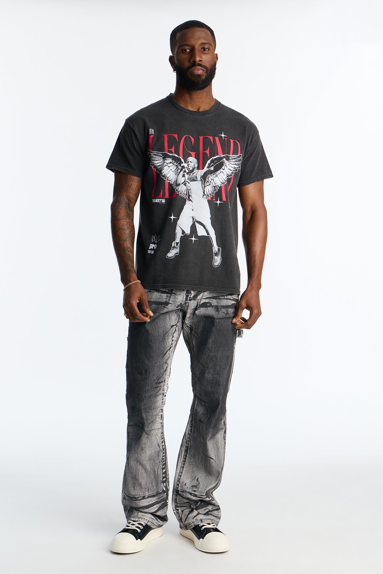 Stacked Skinny Flare Marble Vice Jean - Black/White