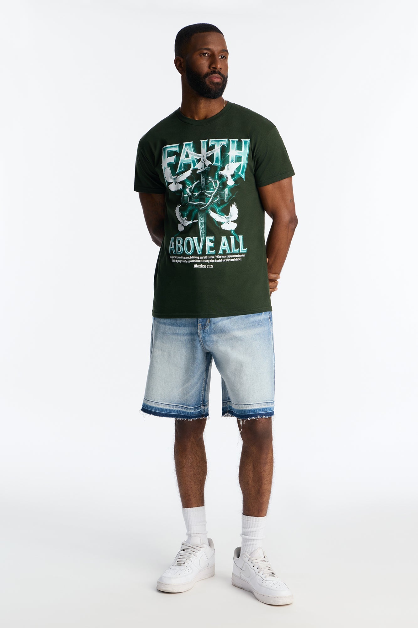 Faith Above All And Forever Short Sleeve Tee - Green