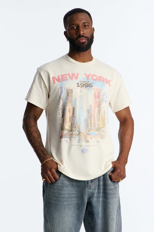 Boxy New York Short Jungle Sleeve Tee - Natural