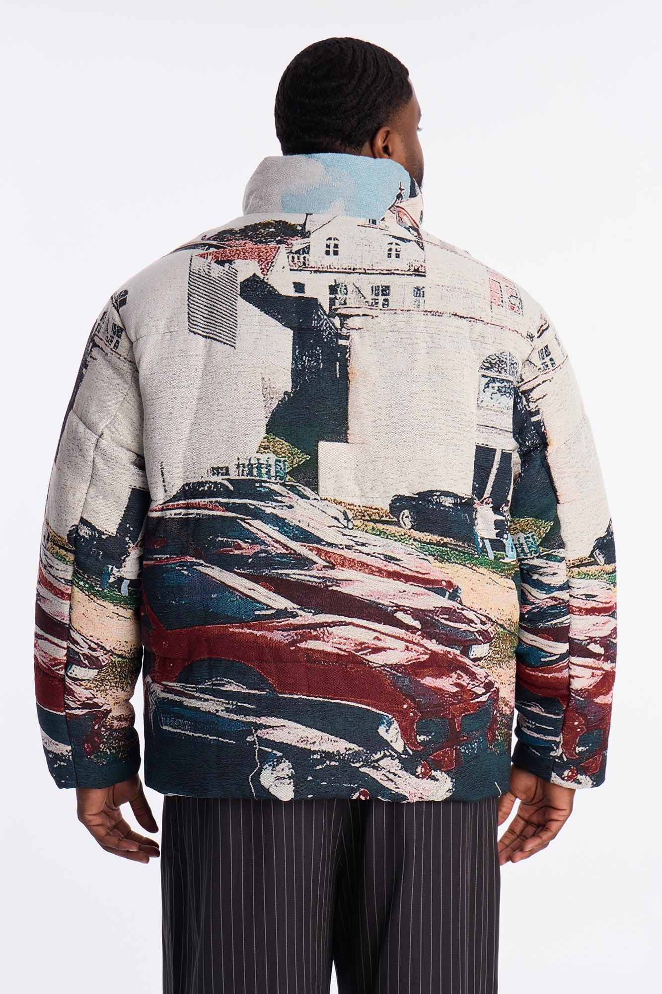 Racing Mind Tapestry Puffer Jacket - Cream