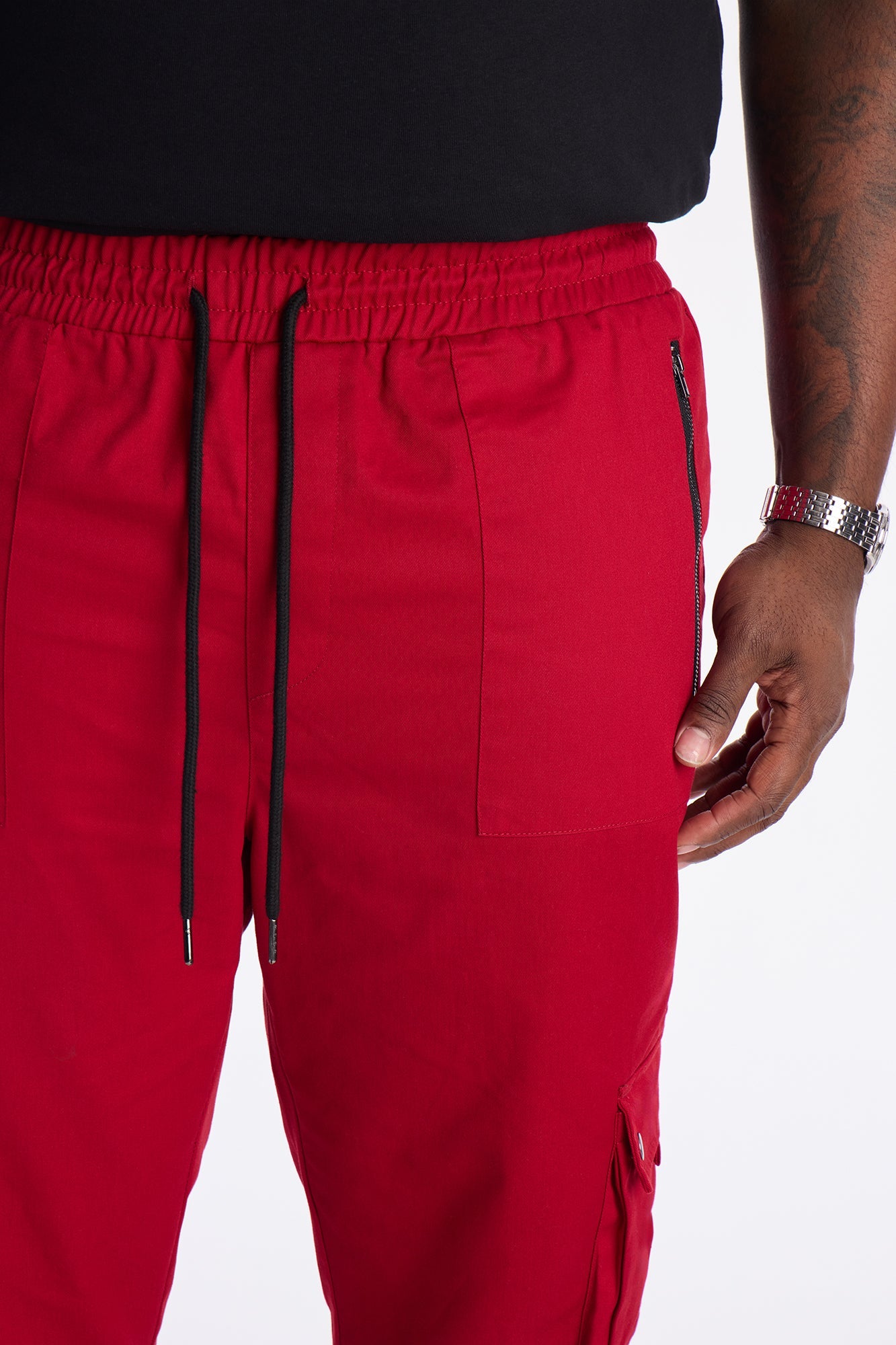 Roaming Twill Cargo Pants - Red