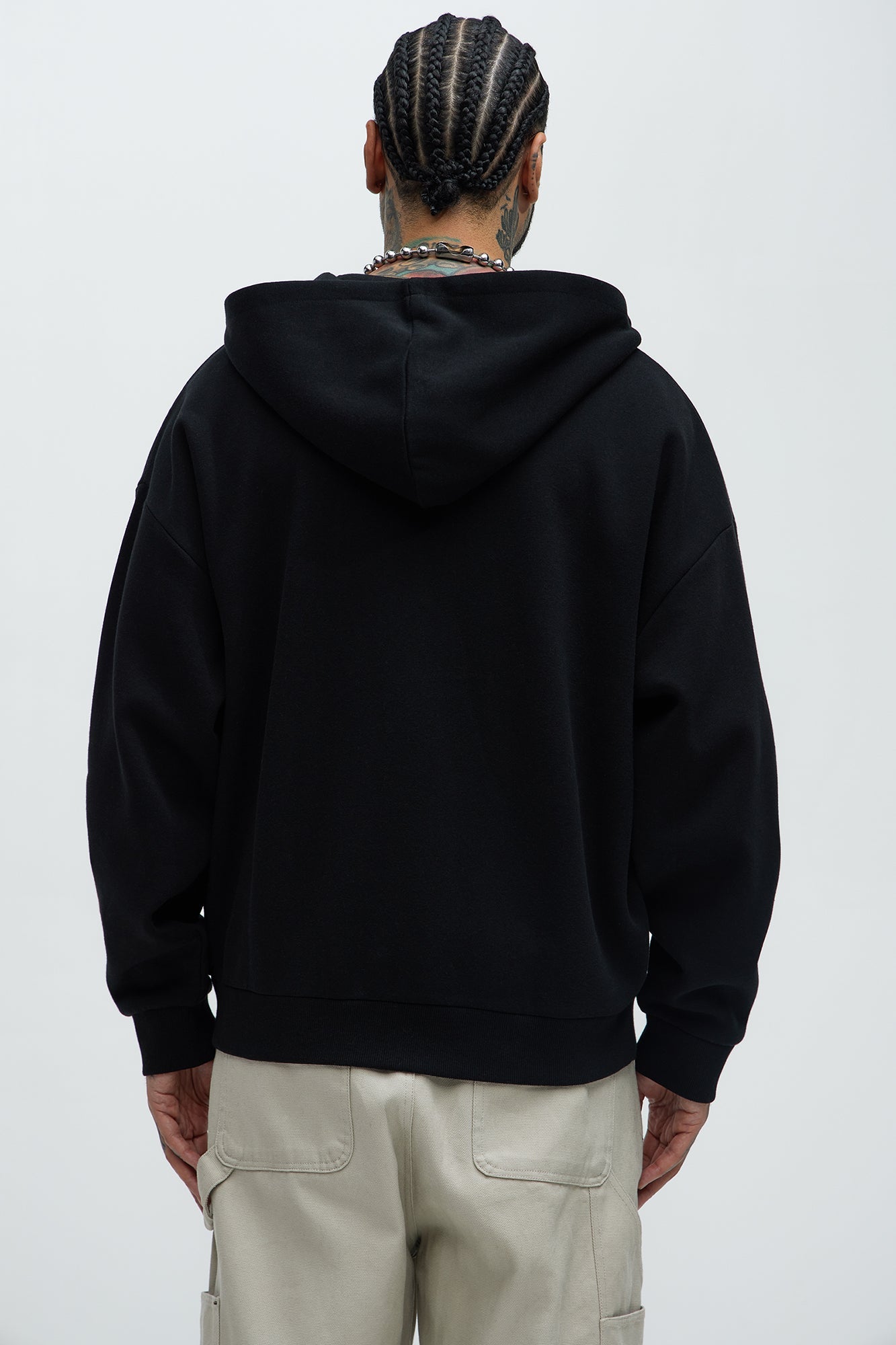 Tyson Crusader Printed Oversized Zip Hoodie - Black