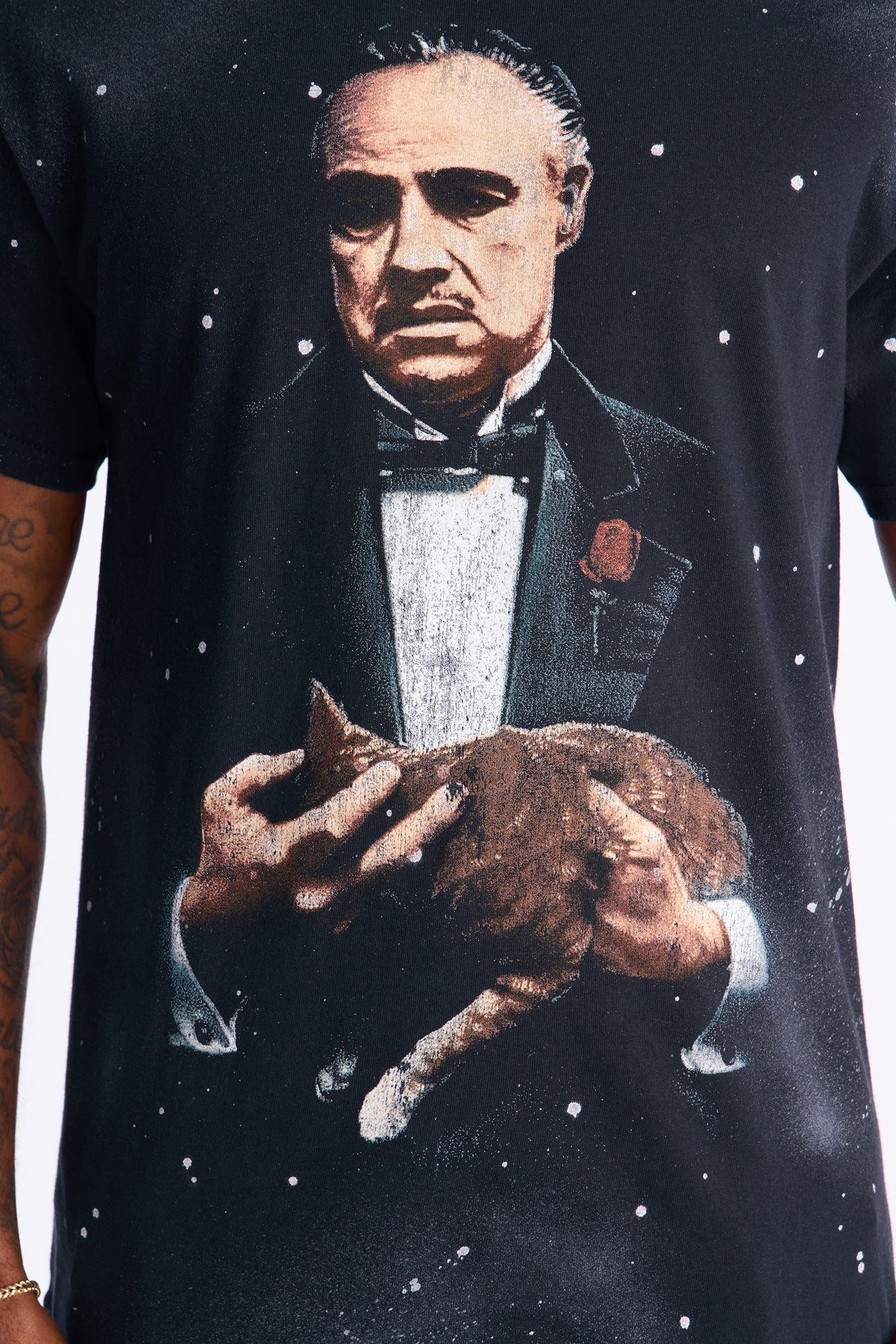 The Godfather Paint Splatter Short Sleeve Tee - Black Wash
