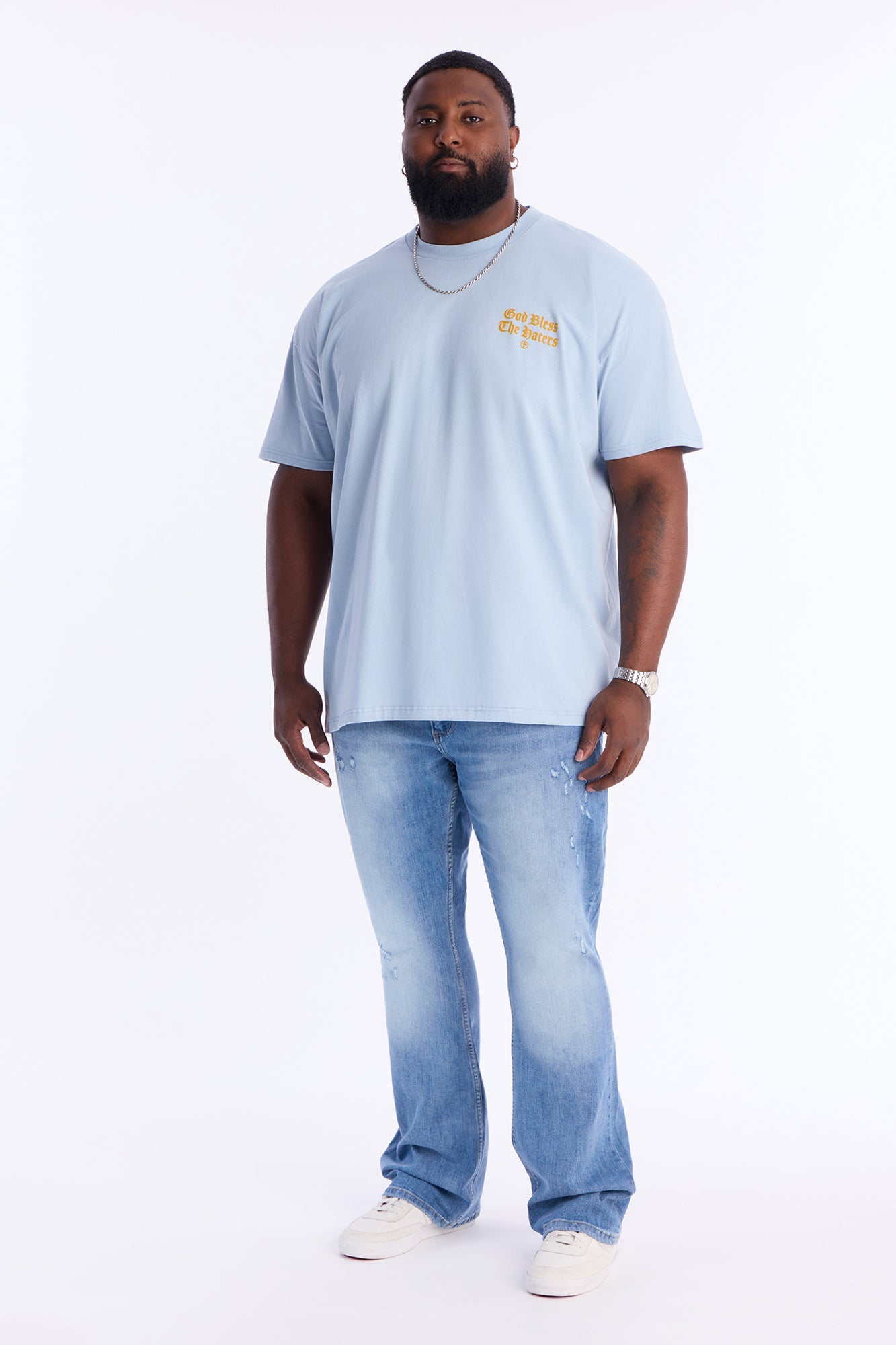 God Bless Whoever Hating On Me Short Sleeve Tee - Light Blue